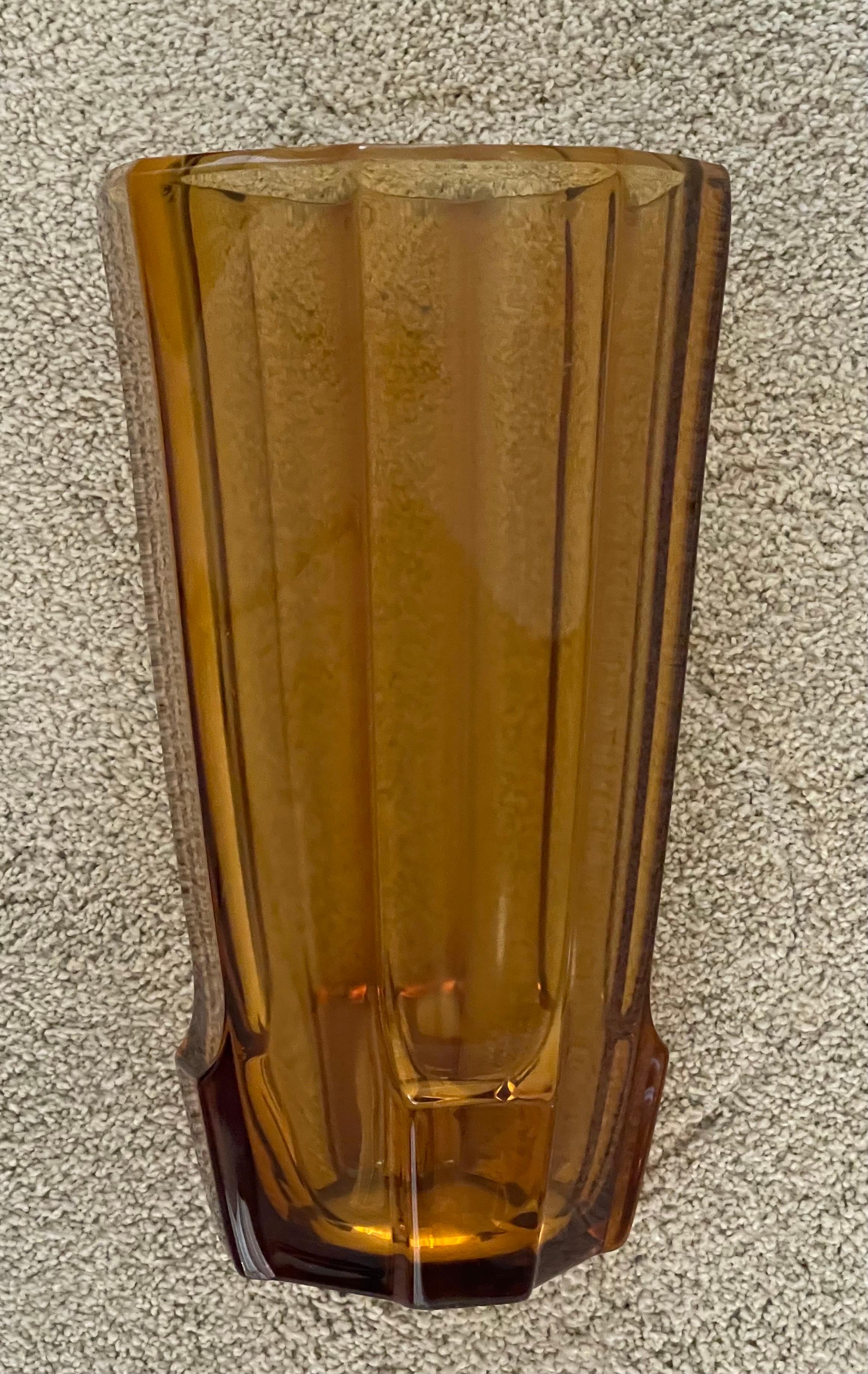 20th Century Large Art Deco Art Glass Faceted Vase by Josef Hoffmann for Moser Glassworks For Sale