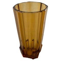 Large Art Deco Art Glass Faceted Vase by Josef Hoffmann for Moser Glassworks