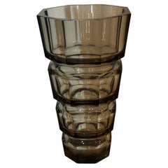 Large Art Deco Art Glass Faceted Vase in the Style of Josef Hoffmann