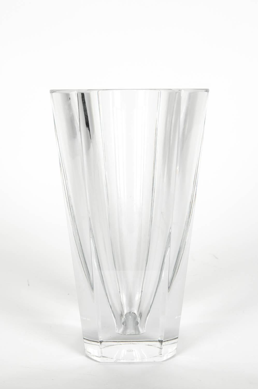 French Large Art Deco Baccarat Cut Crystal Vase