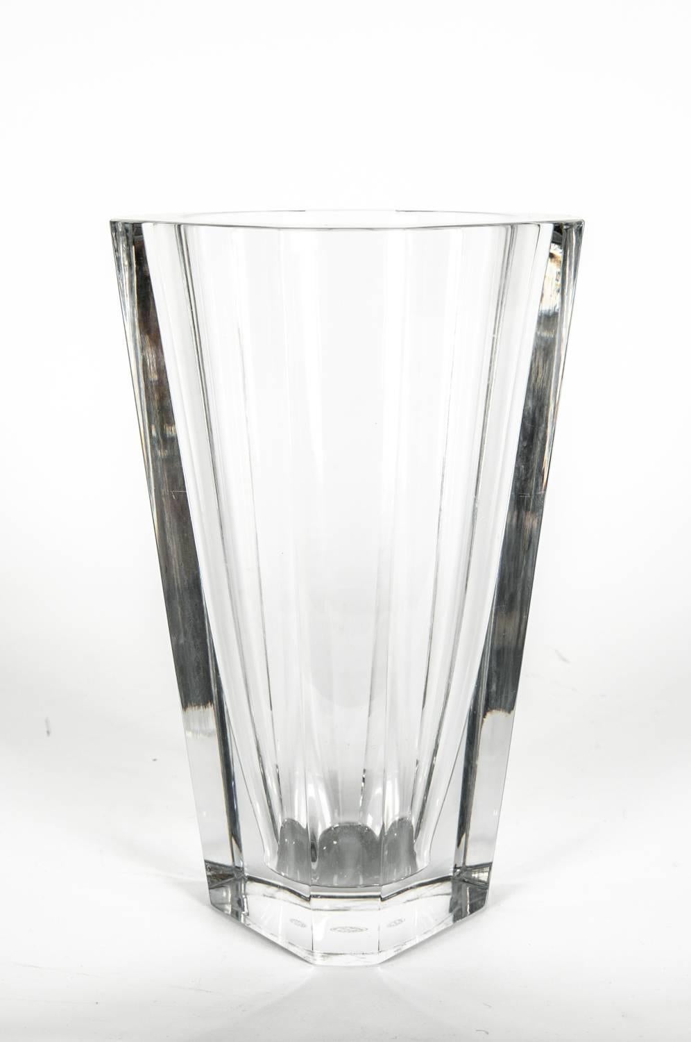 Large Art Deco Baccarat Cut Crystal Vase 1