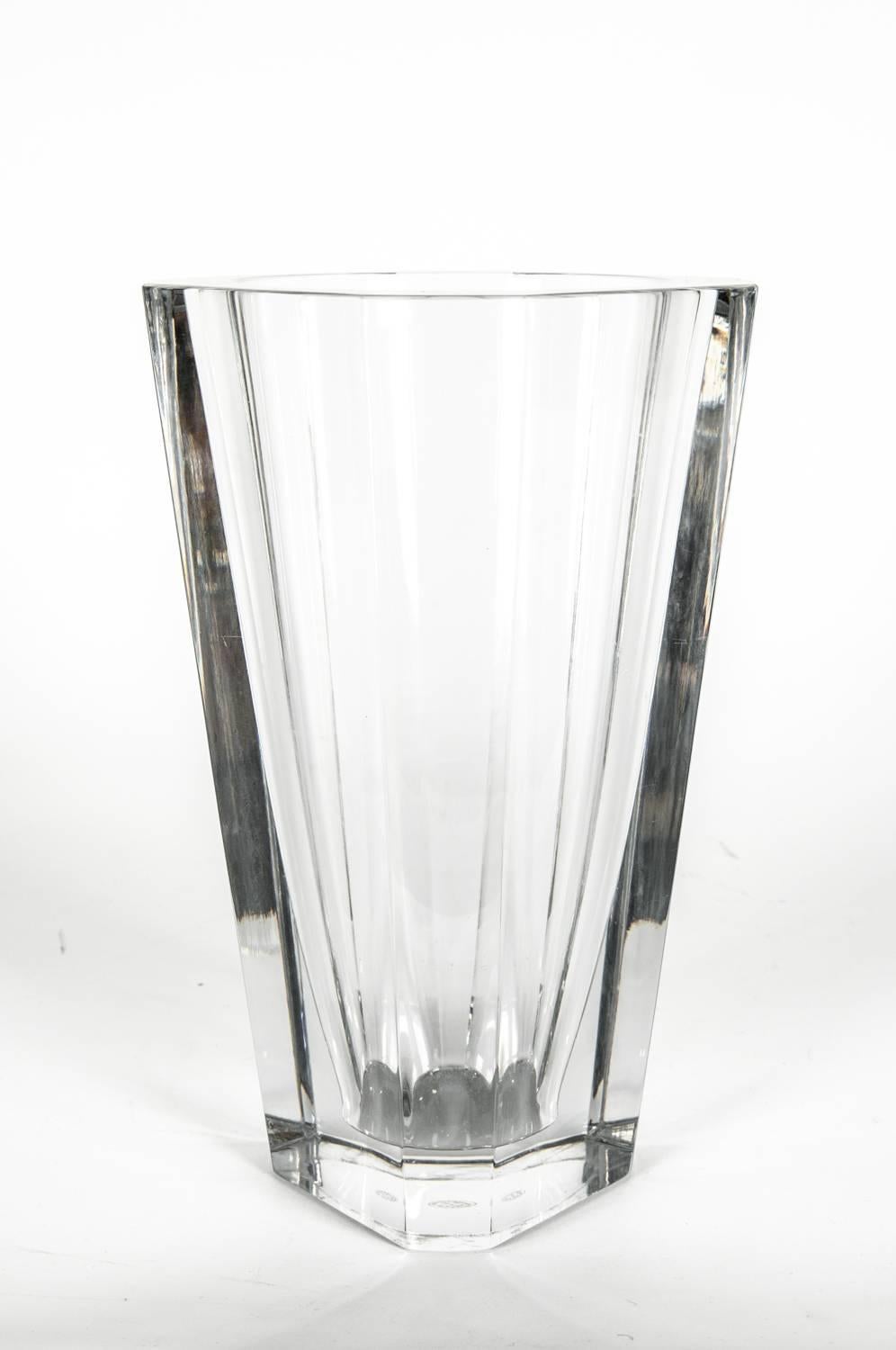 Large Art Deco Baccarat Cut Crystal Vase 2