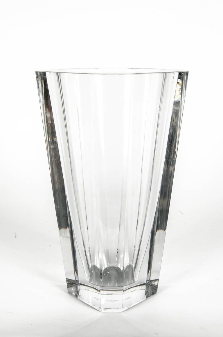 Large Art Deco Baccarat Cut Crystal Vase For Sale at 1stDibs