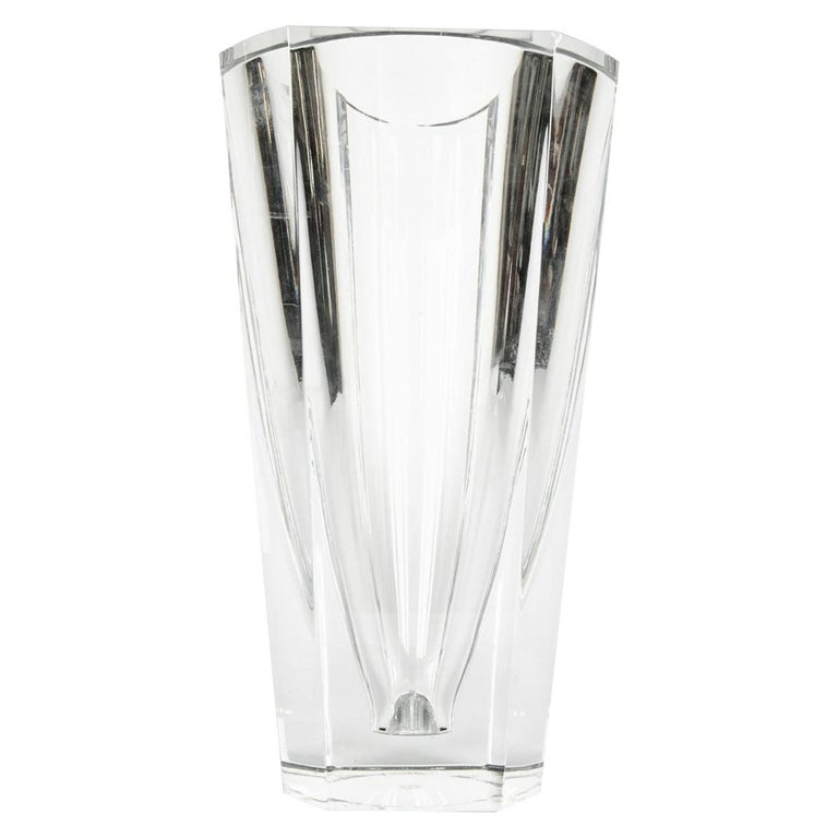 Large Art Deco Baccarat Cut Crystal Vase For Sale at 1stDibs