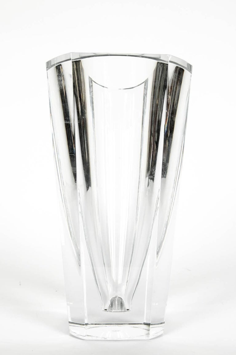 Large Art Deco Baccarat Facet Cut Crystal Vase For Sale at 1stDibs