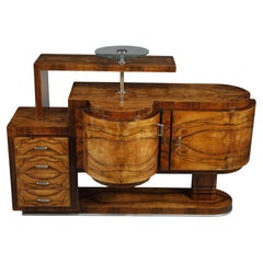 Large Art Déco Bar Cabinet in walnut veneer