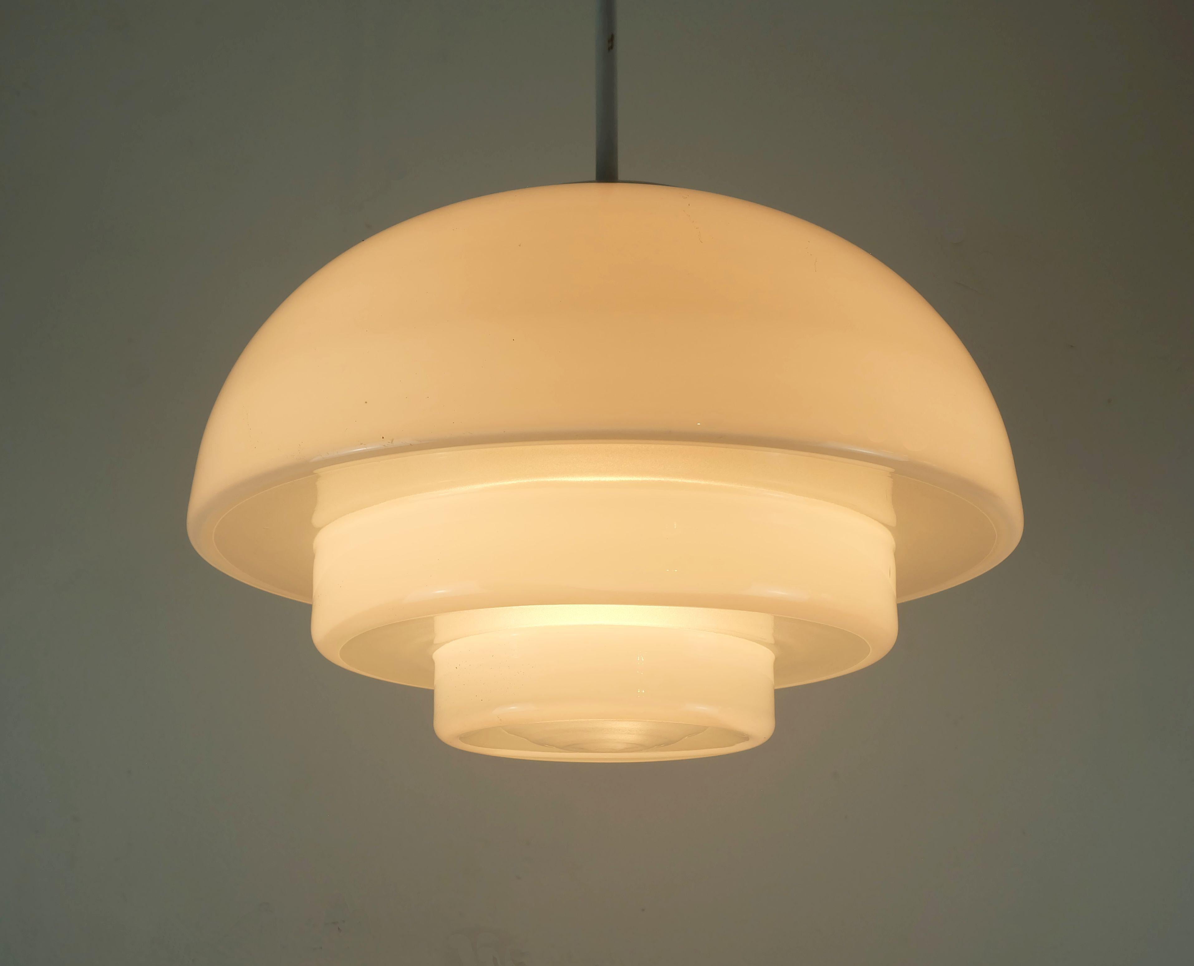 large art deco bauhaus glass PENDANT LIGHT mithras a. walther & sons 1930s For Sale 3