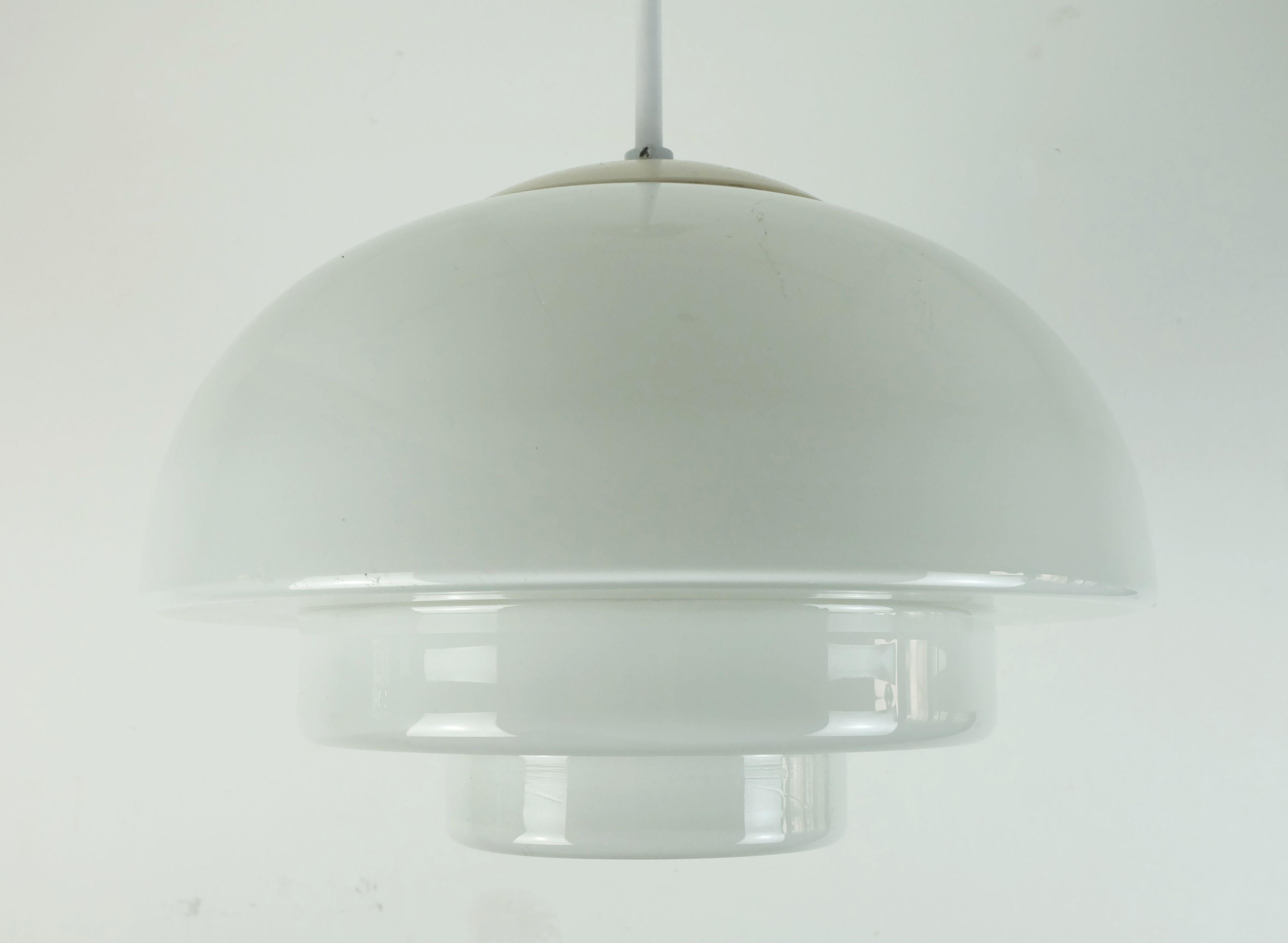 Art Deco large art deco bauhaus glass PENDANT LIGHT mithras a. walther & sons 1930s For Sale
