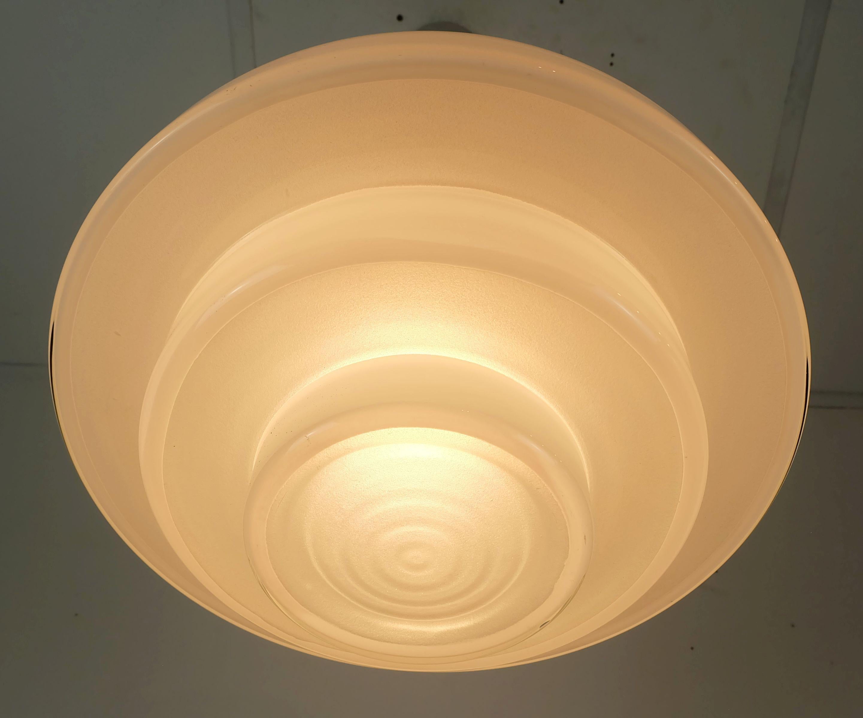German large art deco bauhaus glass PENDANT LIGHT mithras a. walther & sons 1930s For Sale