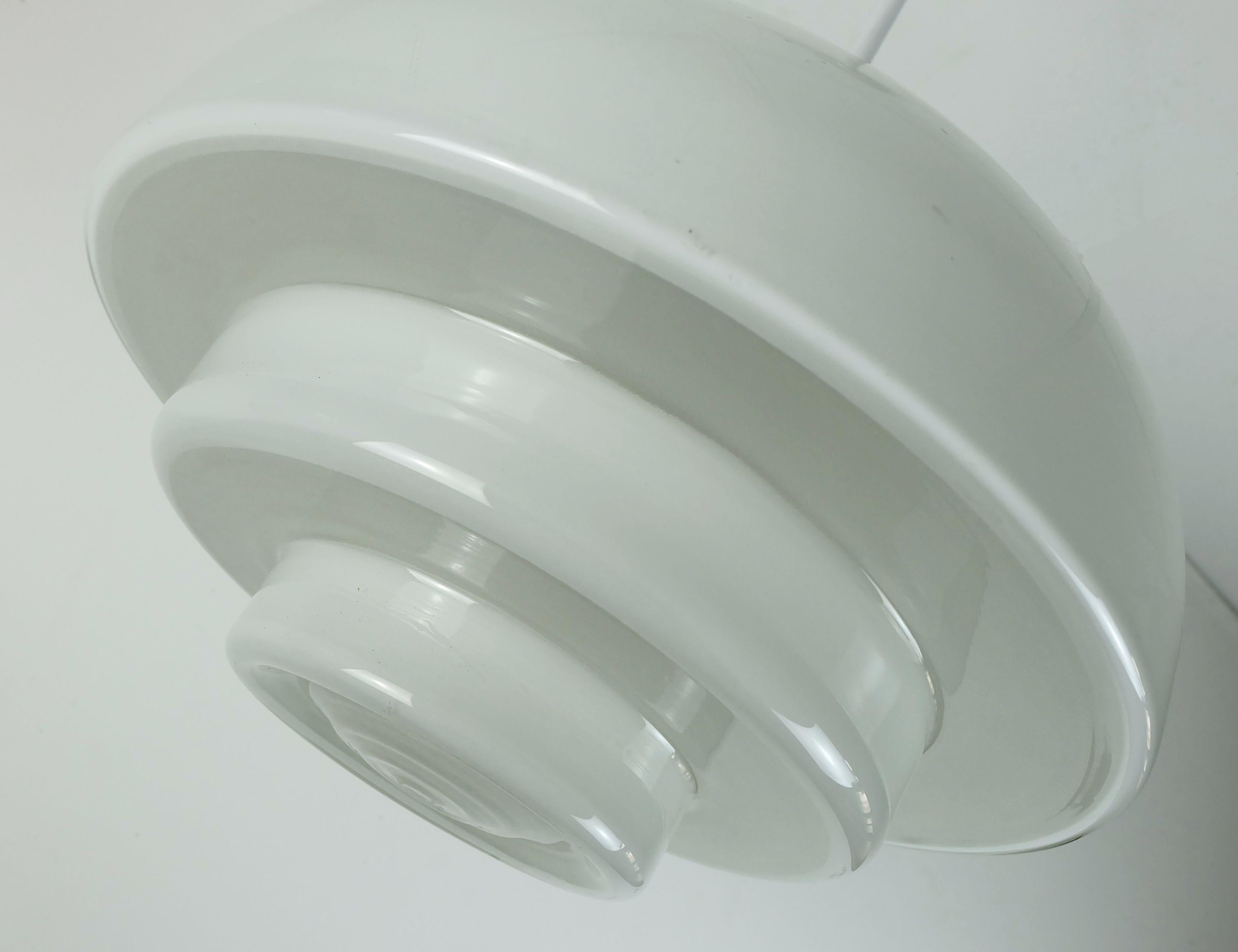 Metal large art deco bauhaus glass PENDANT LIGHT mithras a. walther & sons 1930s For Sale