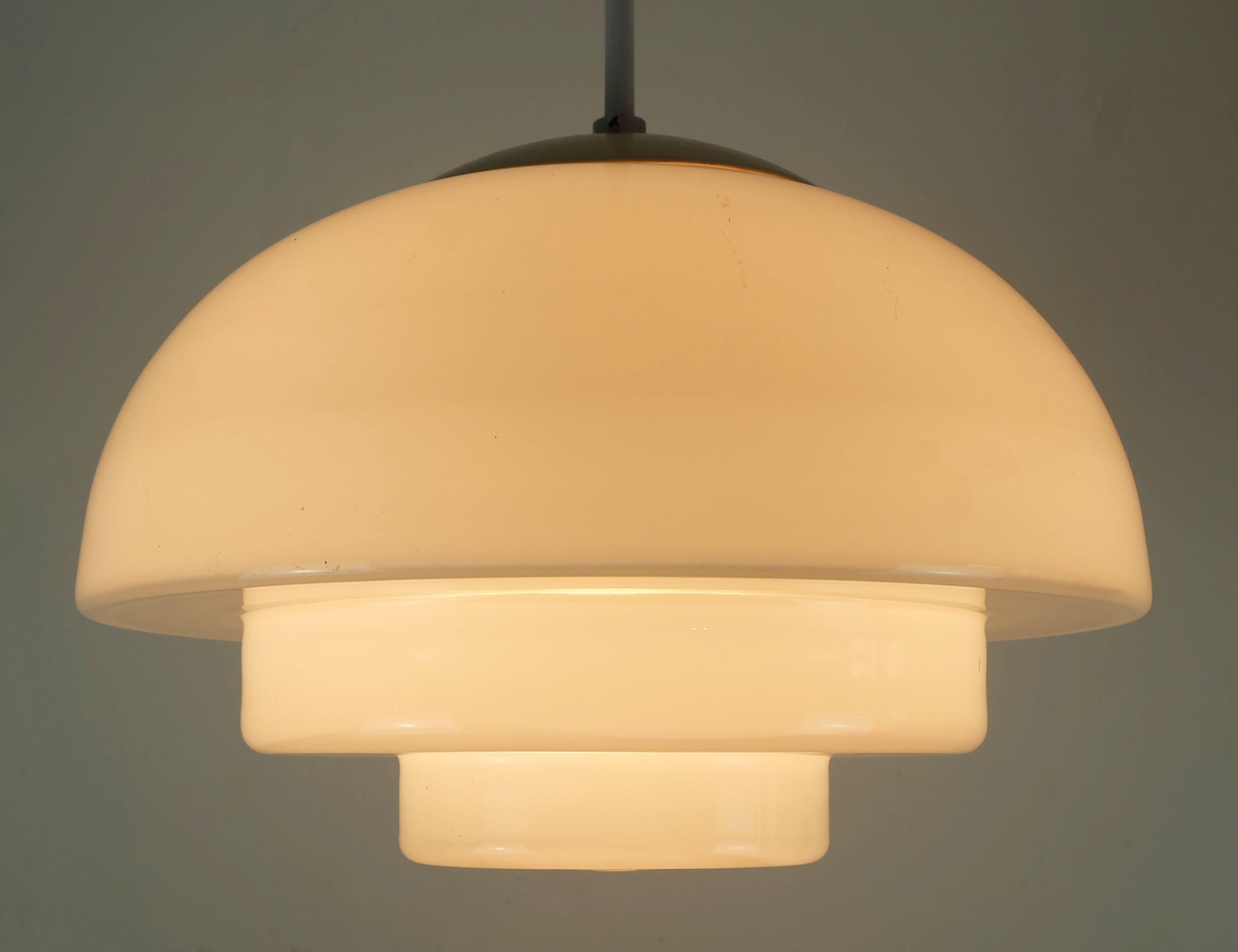large art deco bauhaus glass PENDANT LIGHT mithras a. walther & sons 1930s For Sale 2