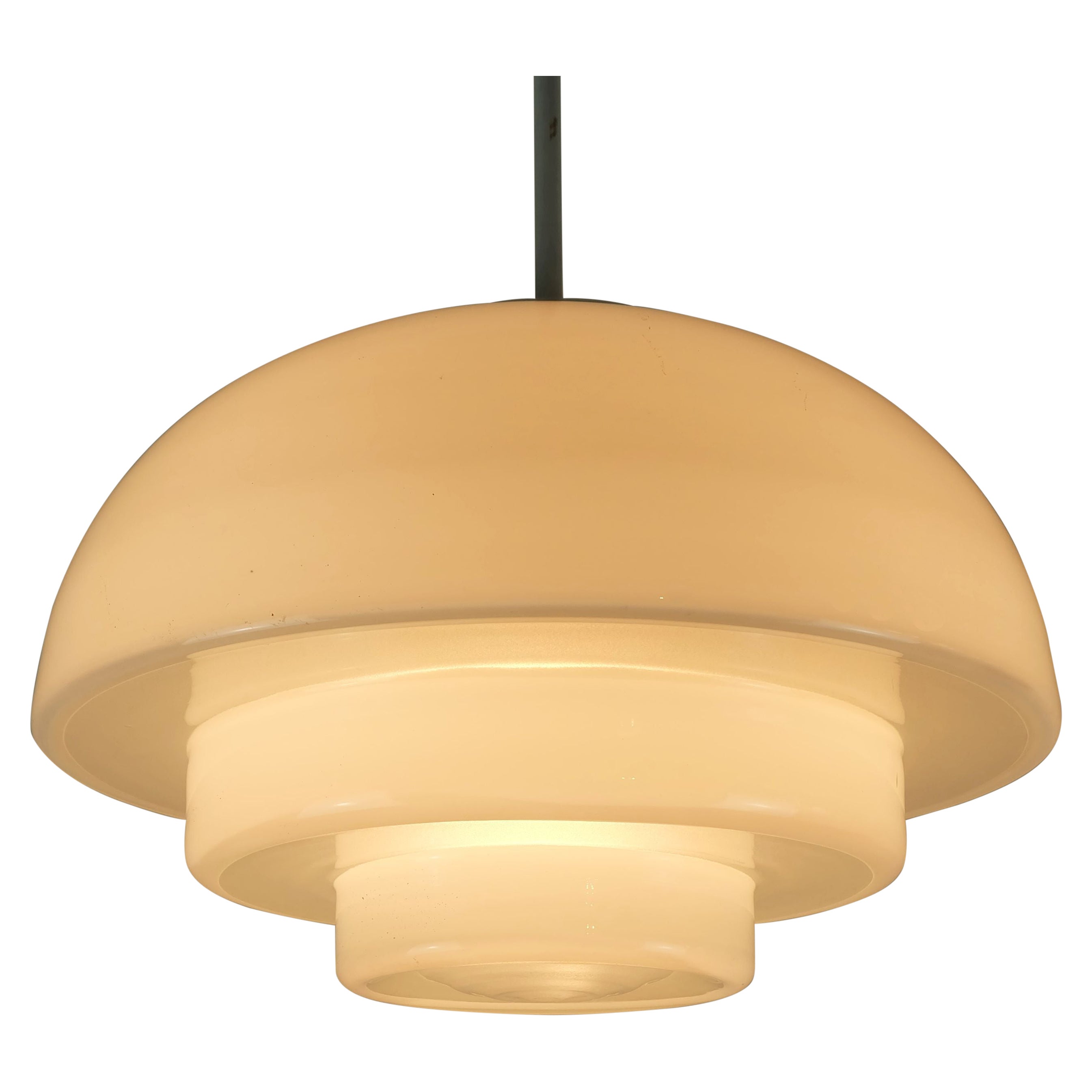 large art deco bauhaus glass PENDANT LIGHT mithras a. walther & sons 1930s For Sale