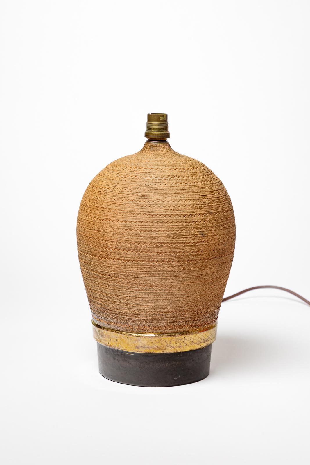 Art Deco Large art deco black brown and gold ceramic light Made in France circa 1930 For Sale