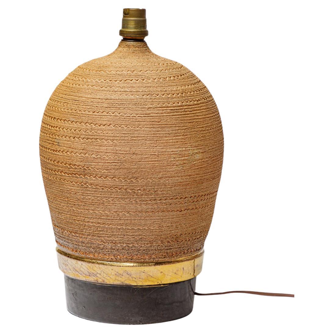 Large art deco black brown and gold ceramic light Made in France circa 1930 For Sale