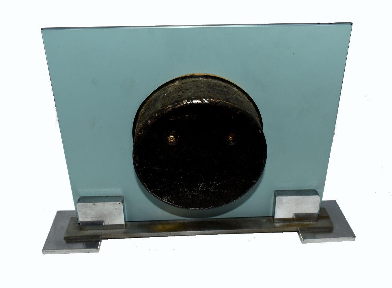 Art Deco Large Blue Mirror Modernist Clock by Vedette, c1930 In Good Condition In Devon, England