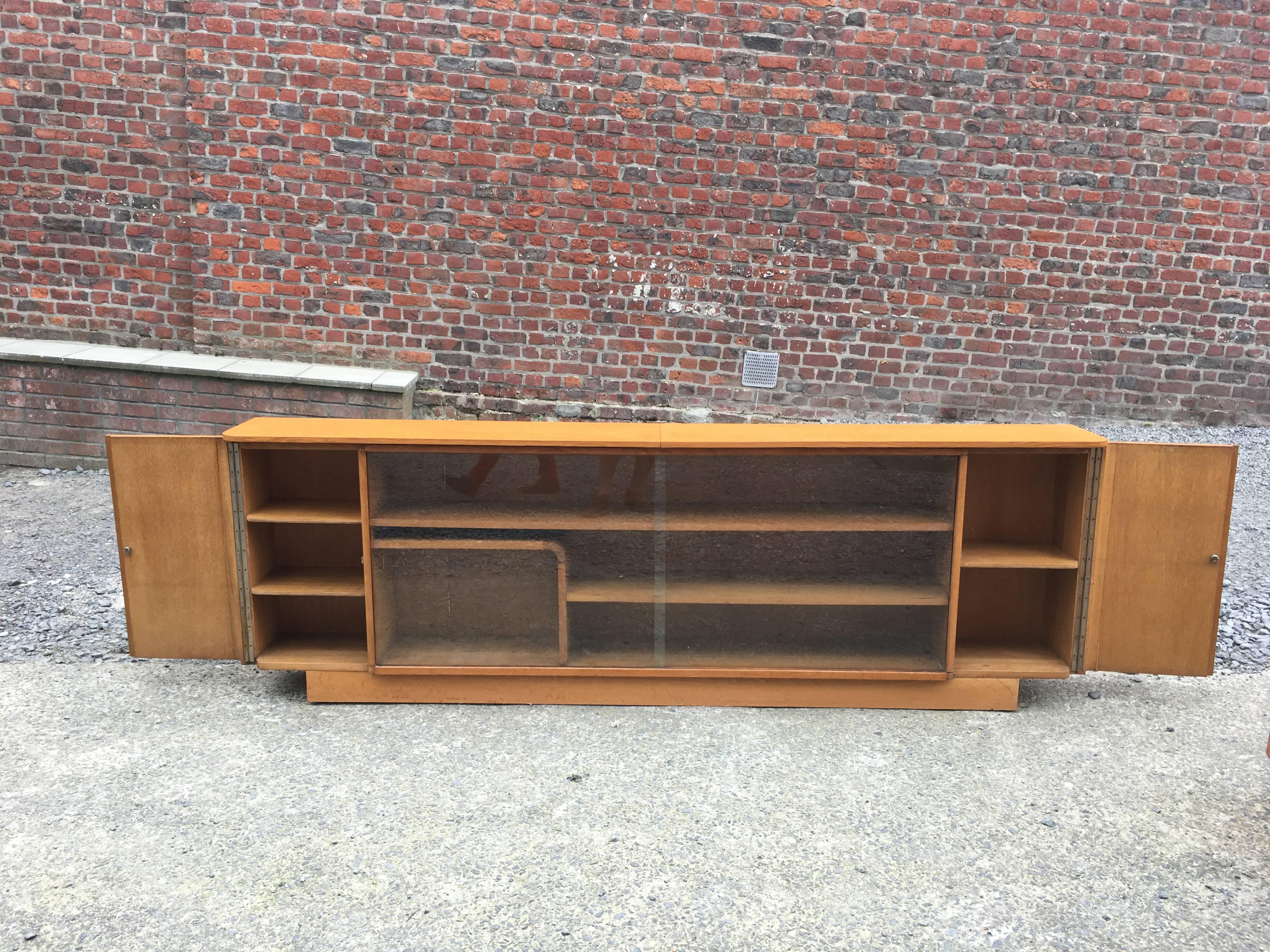 Large Art Deco Bookcase in Oak, circa 1940 In Excellent Condition In Saint-Ouen, FR