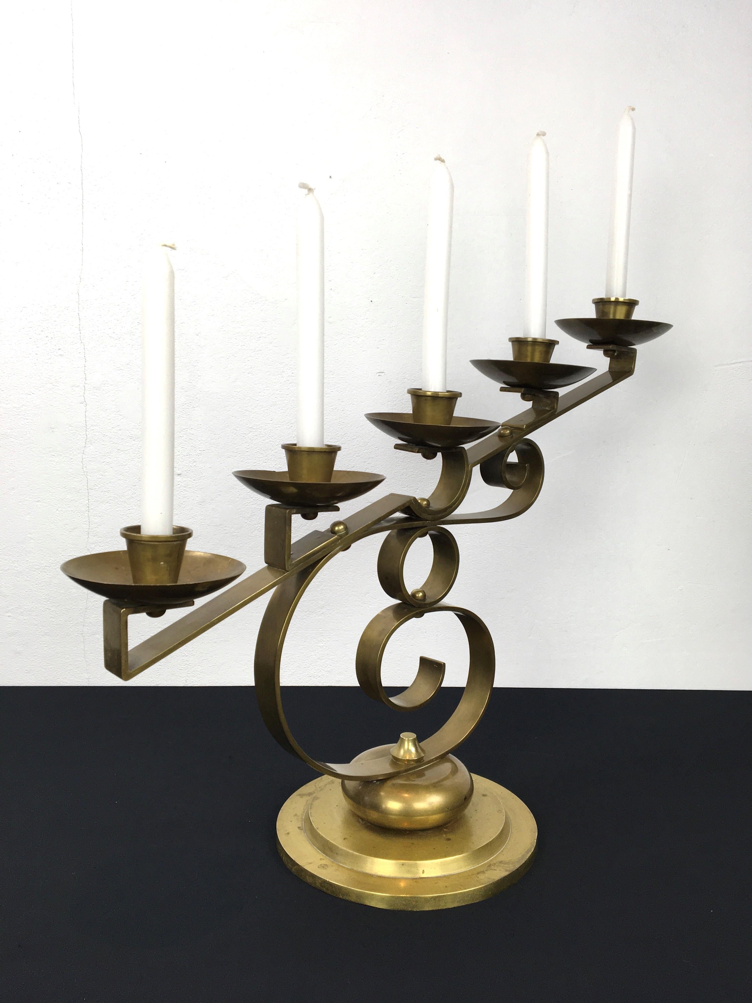 5 -Armed Art Deco Candle Holder  For Sale 5