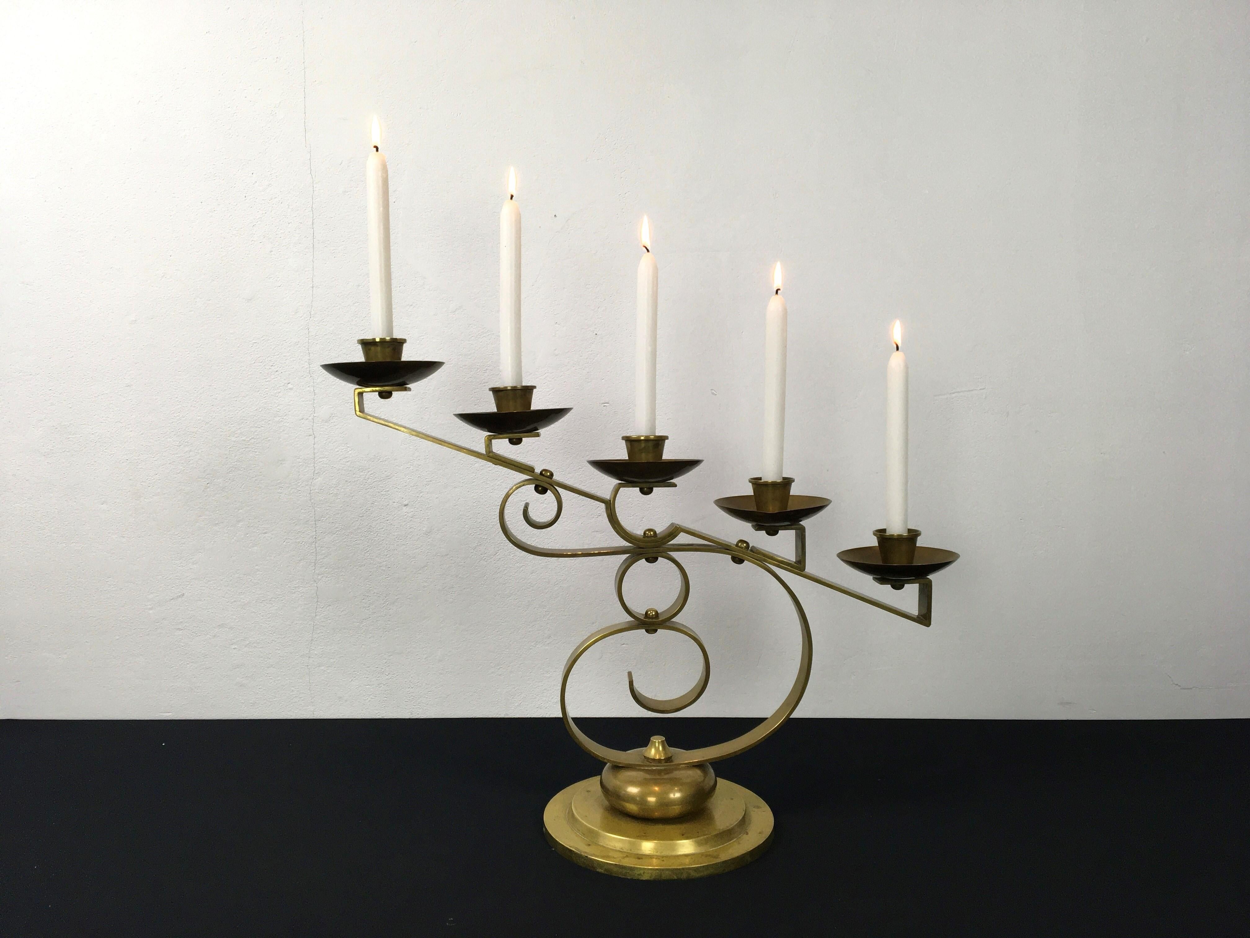 5 -Armed Art Deco Candle Holder  For Sale 6