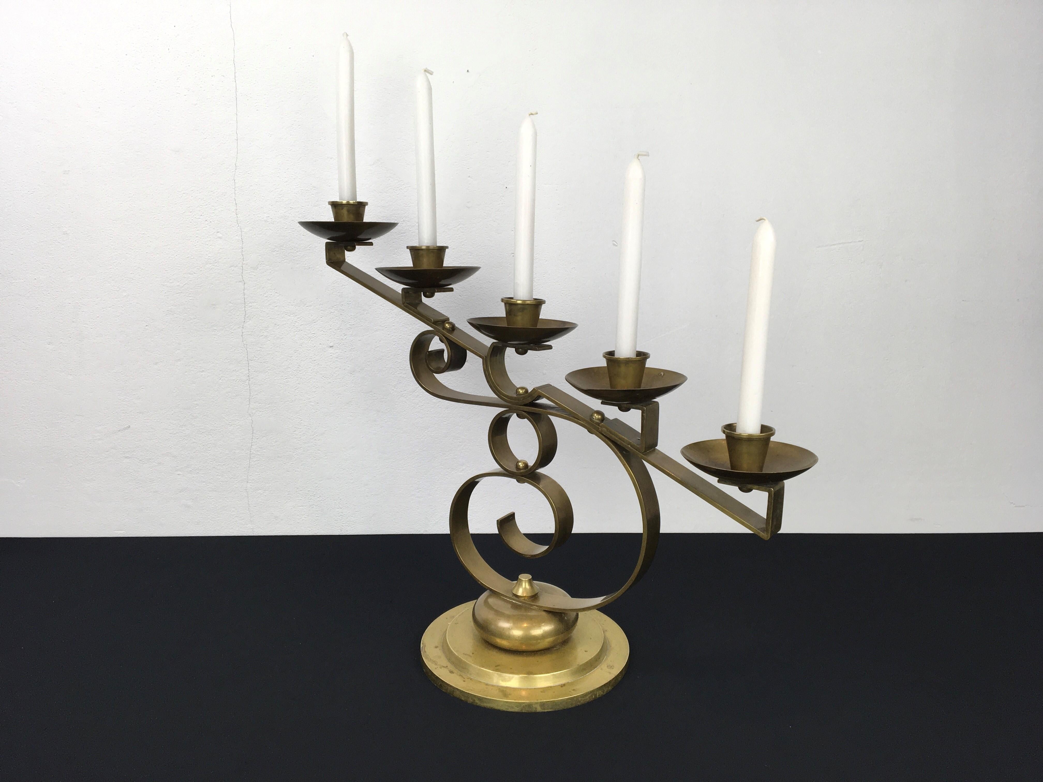 5 -Armed Art Deco Candle Holder  For Sale 7