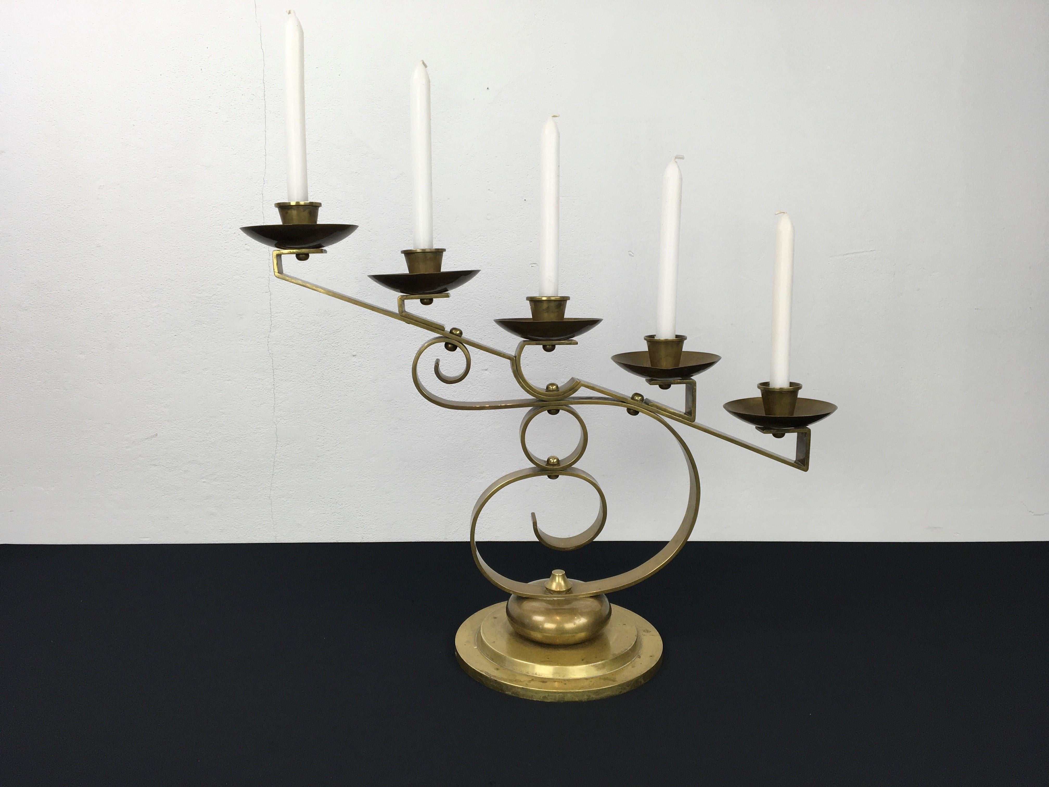 5 -Armed Art Deco Candle Holder  For Sale 10