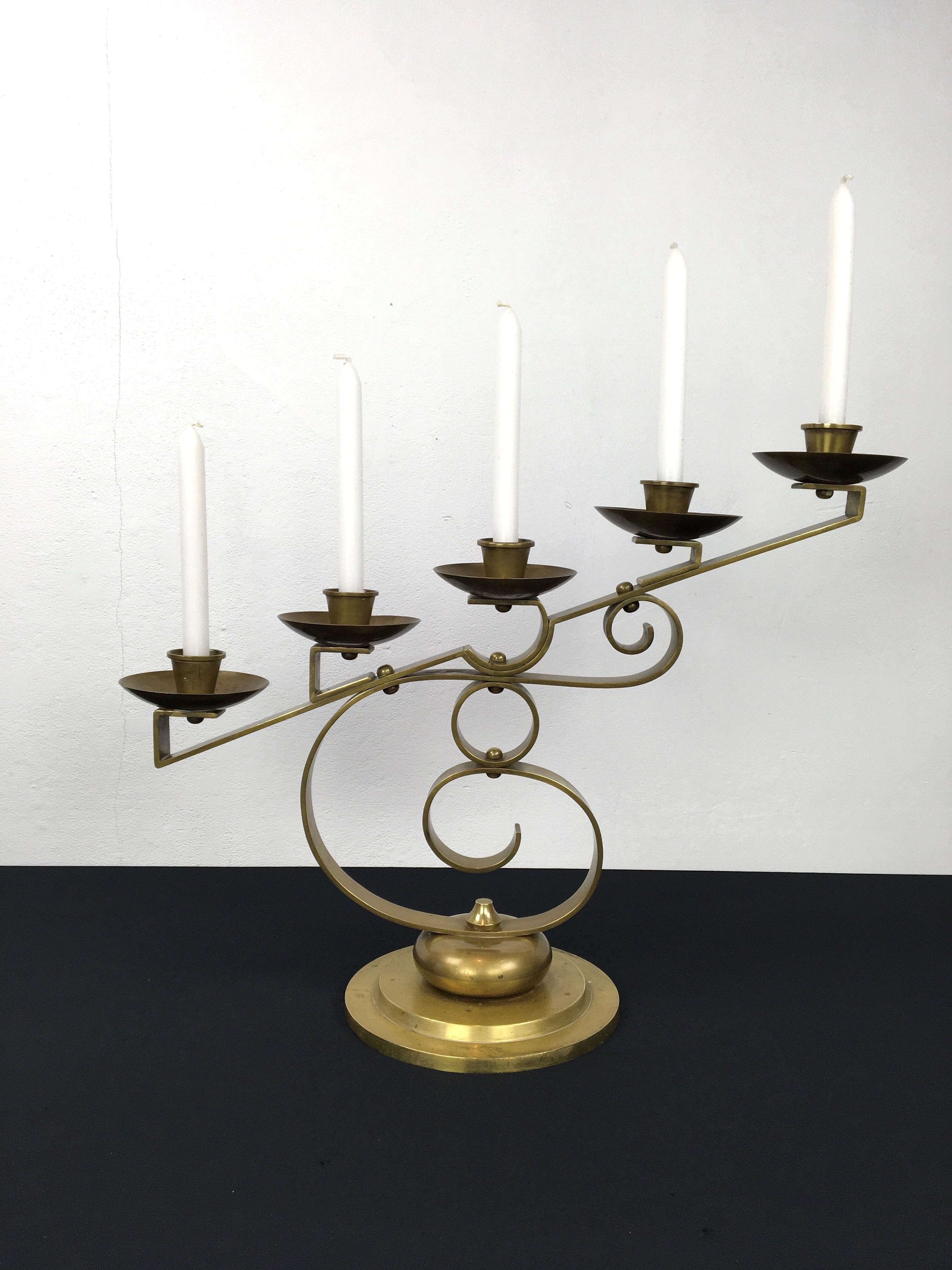 5 -Armed Art Deco Candle Holder  For Sale 11