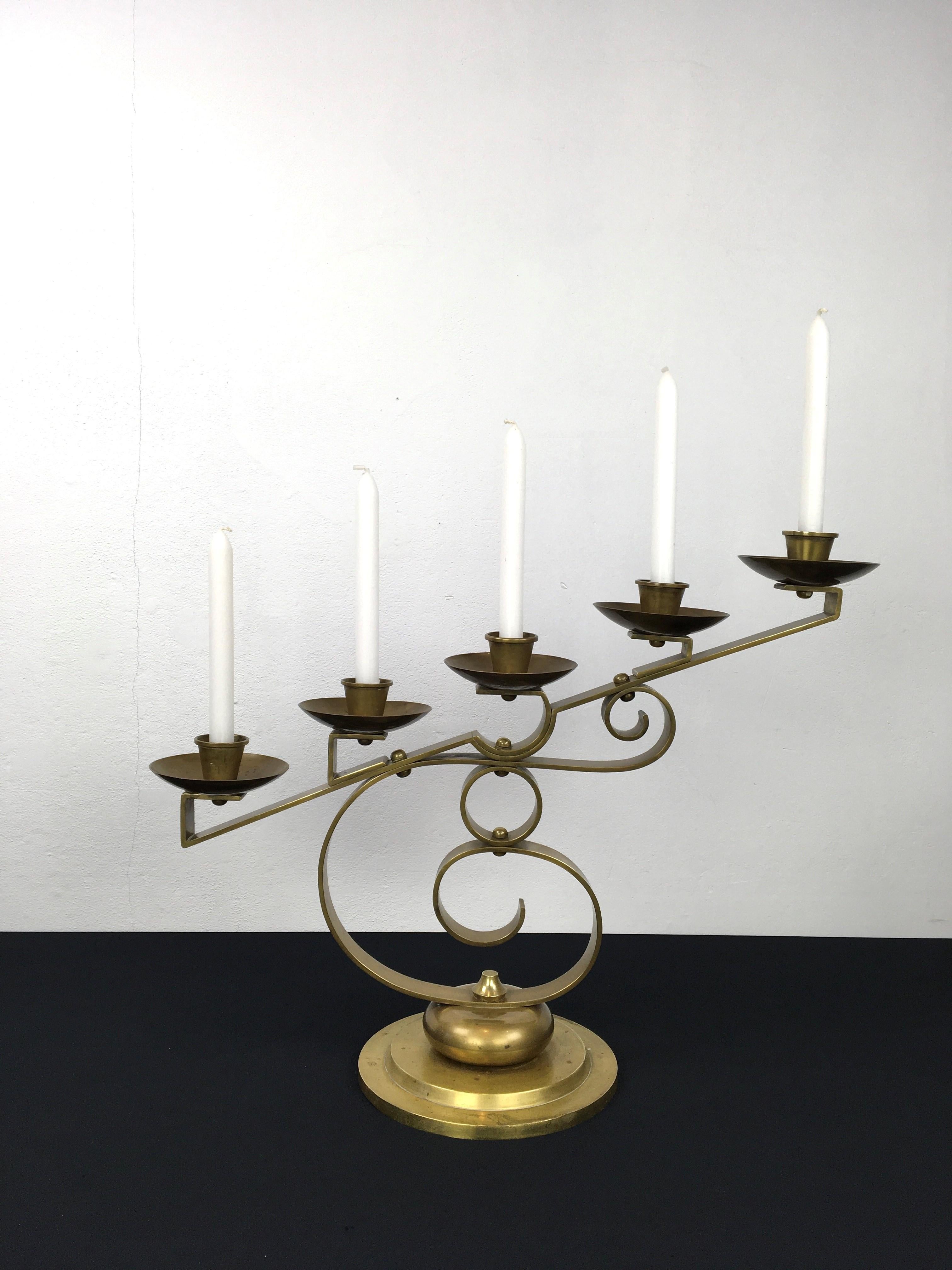 European 5 -Armed Art Deco Candle Holder  For Sale