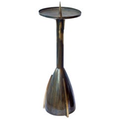 Large Art Deco Brass Candle Holder