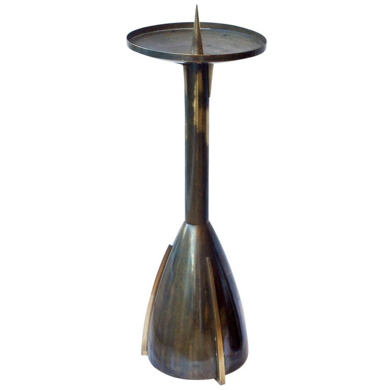 Large Art Deco Brass Candle Holder For Sale at 1stdibs