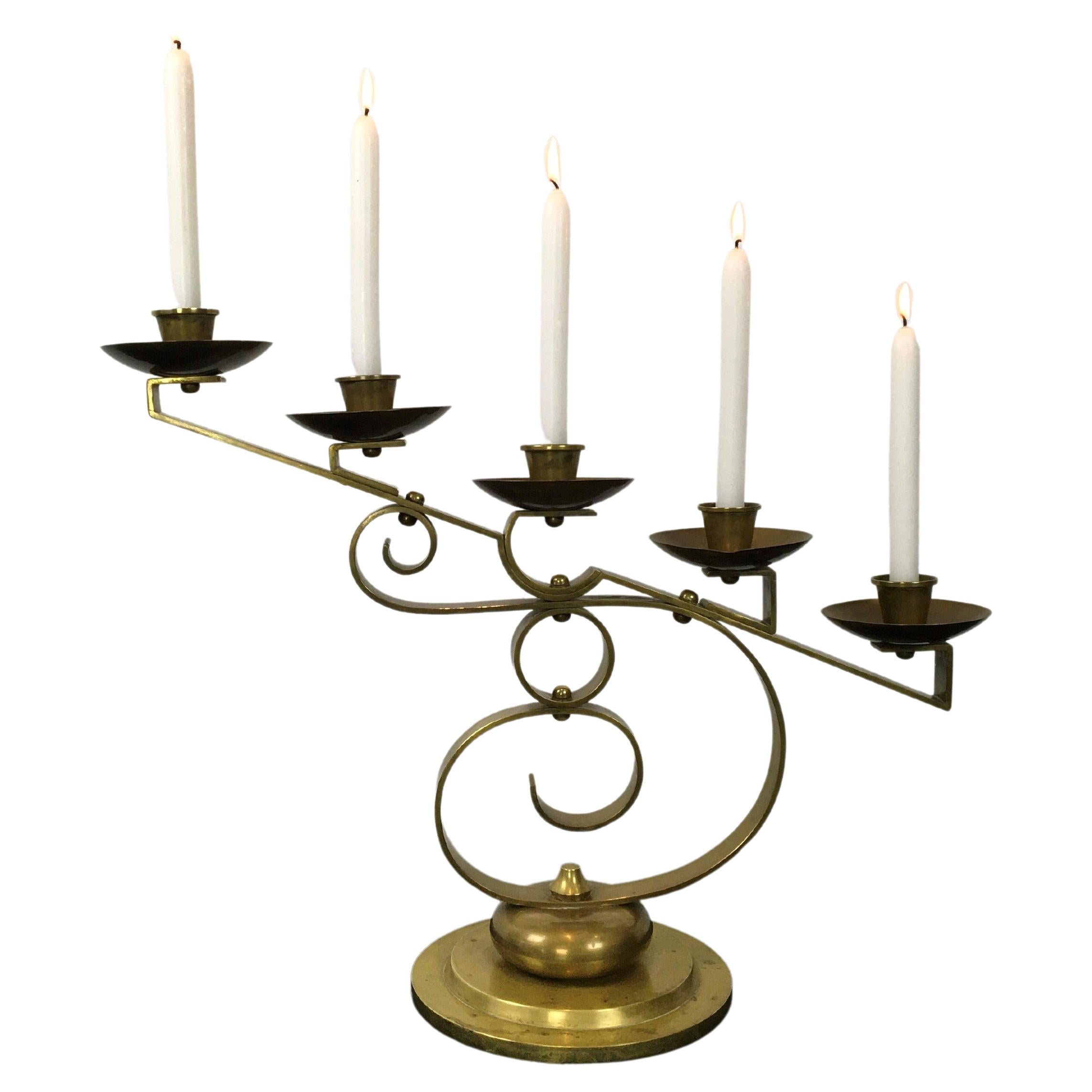 5 -Armed Art Deco Candle Holder  For Sale