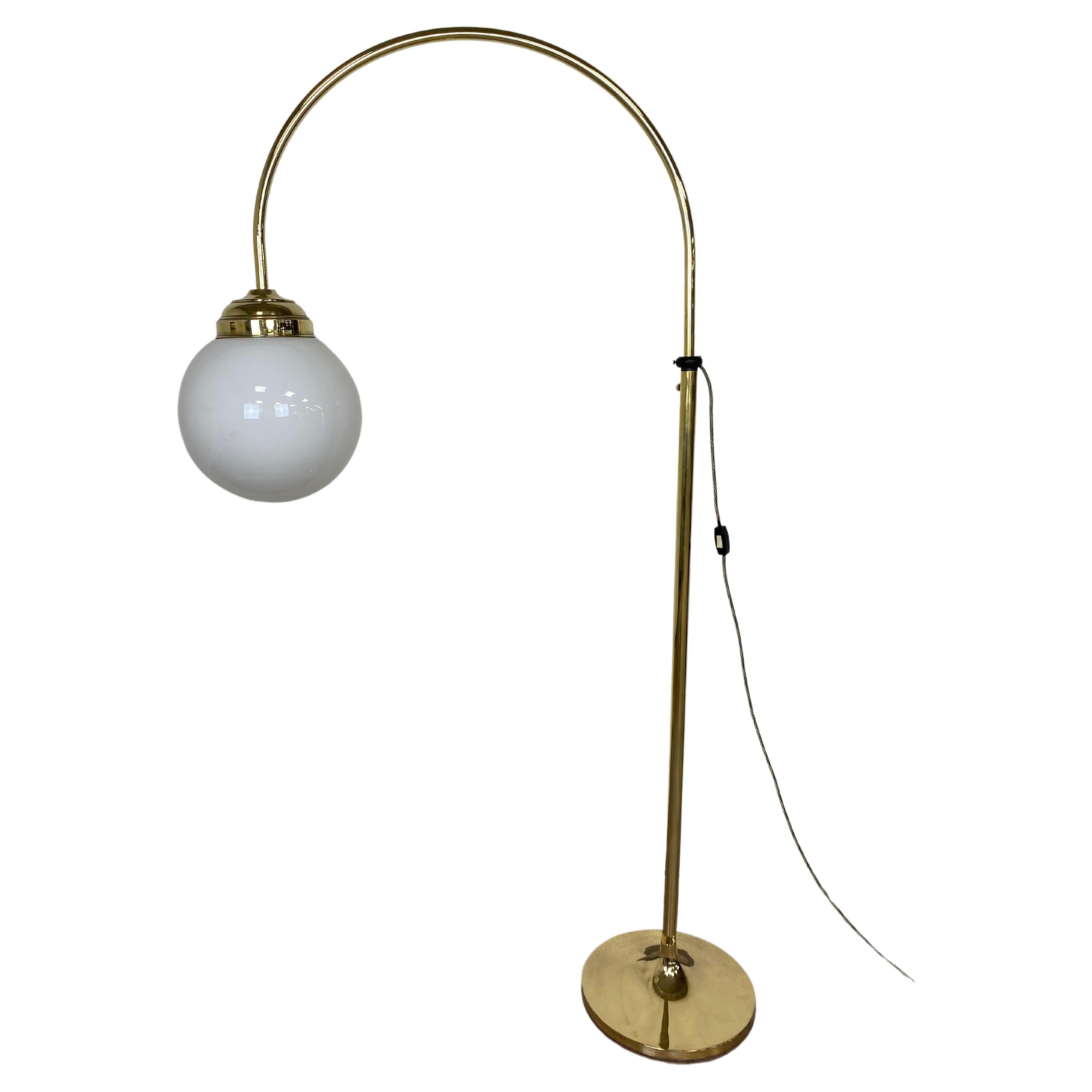 Large Art Deco Brass Floor Lamp For Sale
