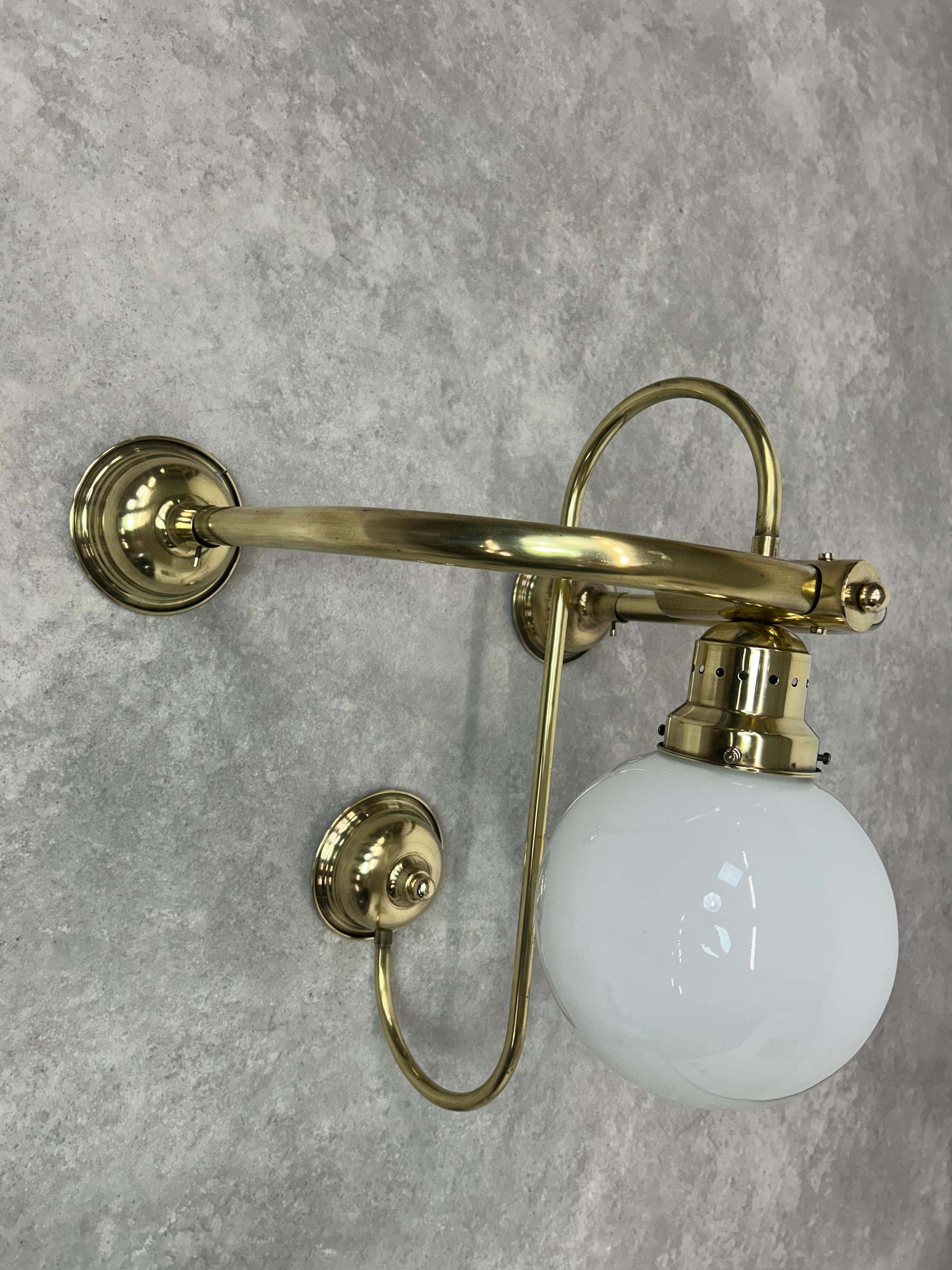 Slovak Large art deco brass wall lamp For Sale