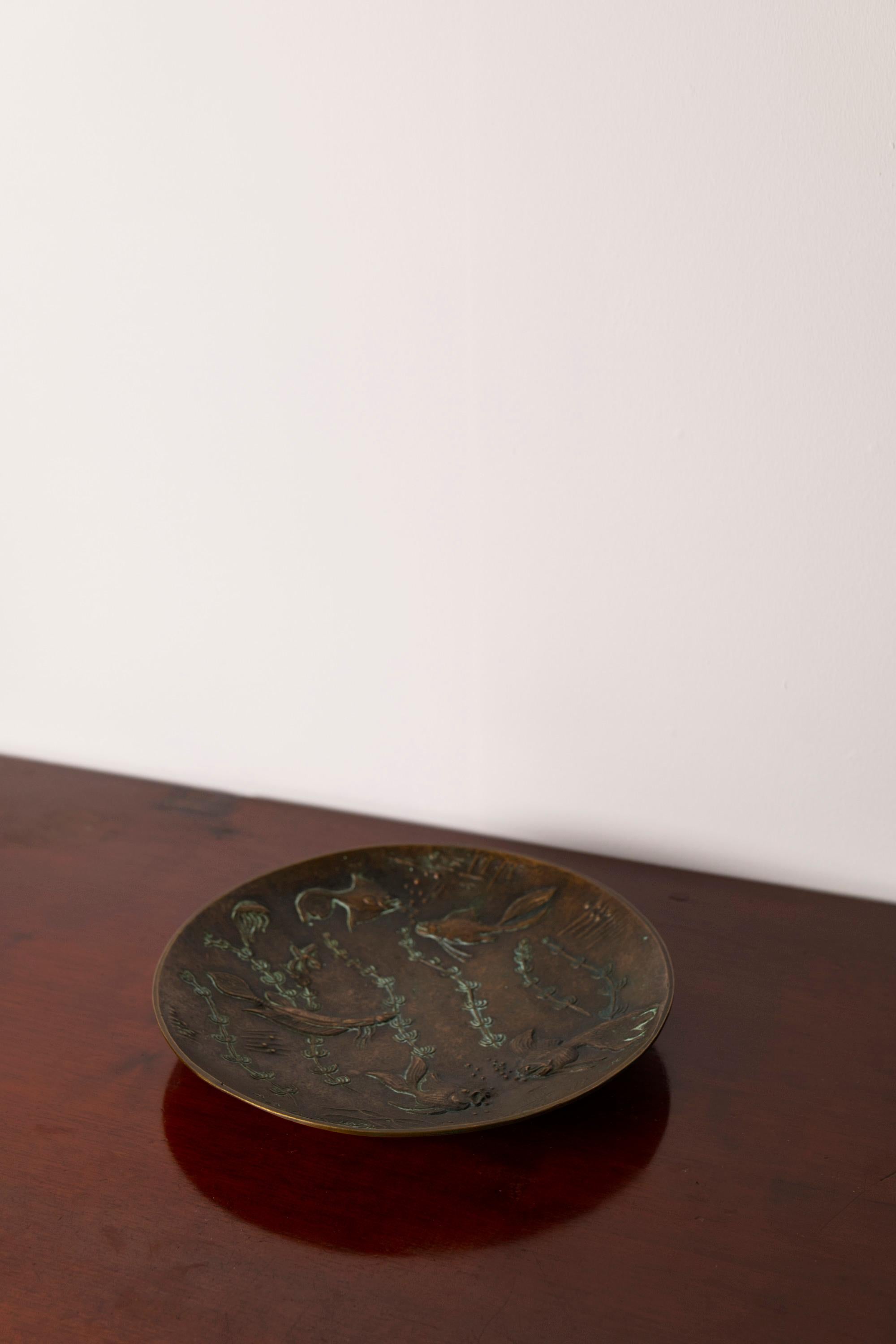 Large Art Deco Bronze Bowl by Gunnar Nylund for Akta Brons, Sweden, 1940s 6