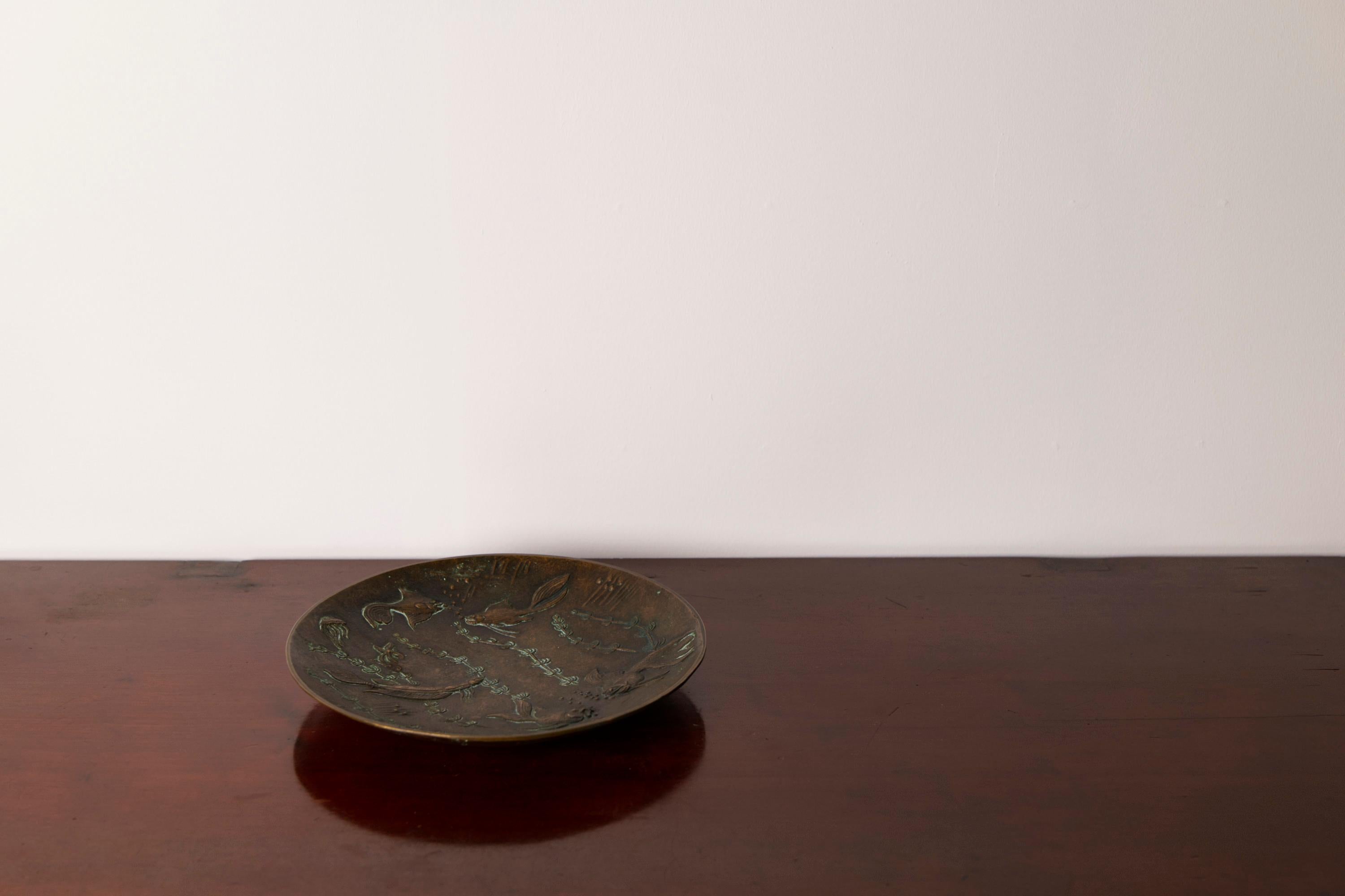 Large Art Deco Bronze Bowl by Gunnar Nylund for Akta Brons, Sweden, 1940s 8