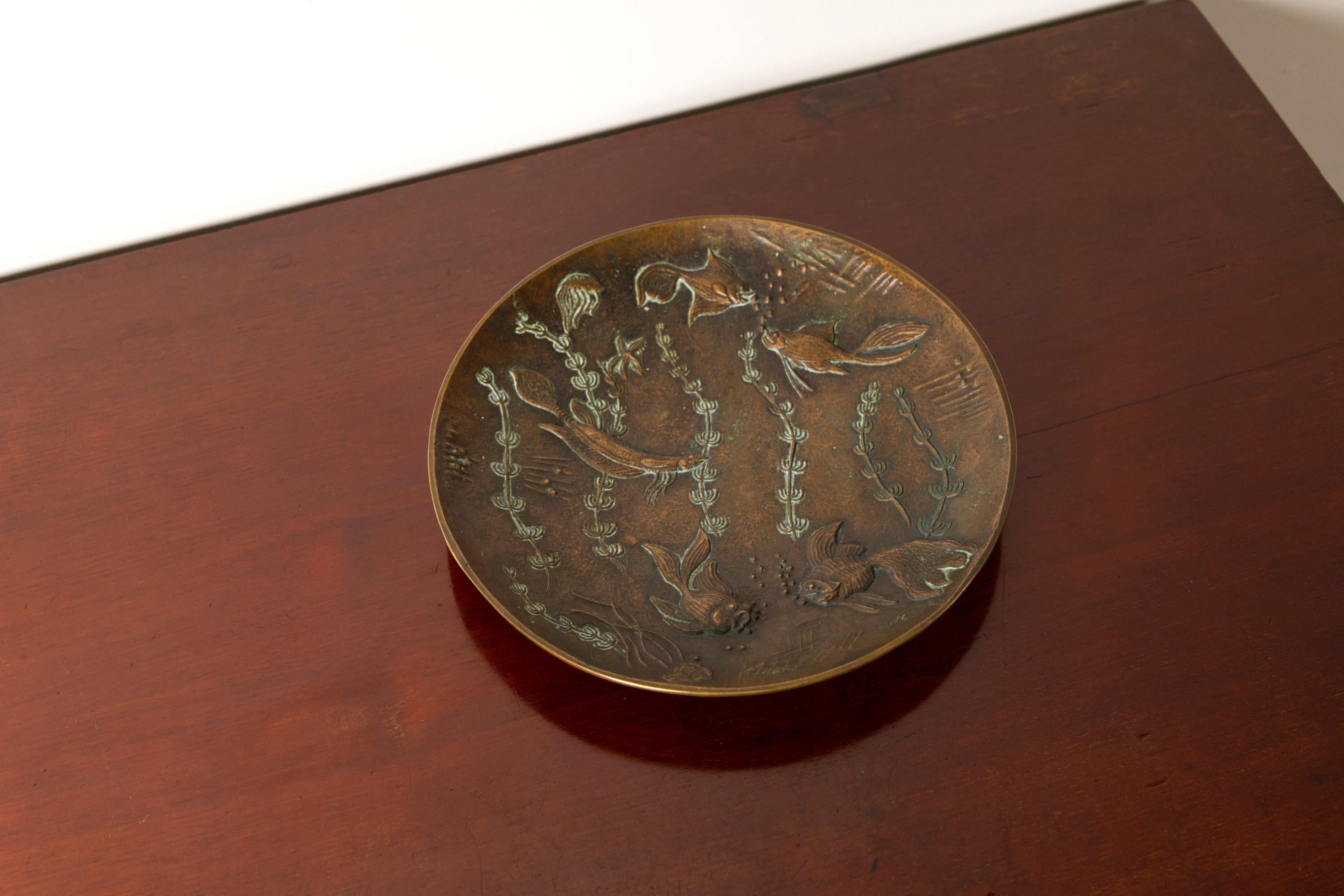 Cast Large Art Deco Bronze Bowl by Gunnar Nylund for Akta Brons, Sweden, 1940s