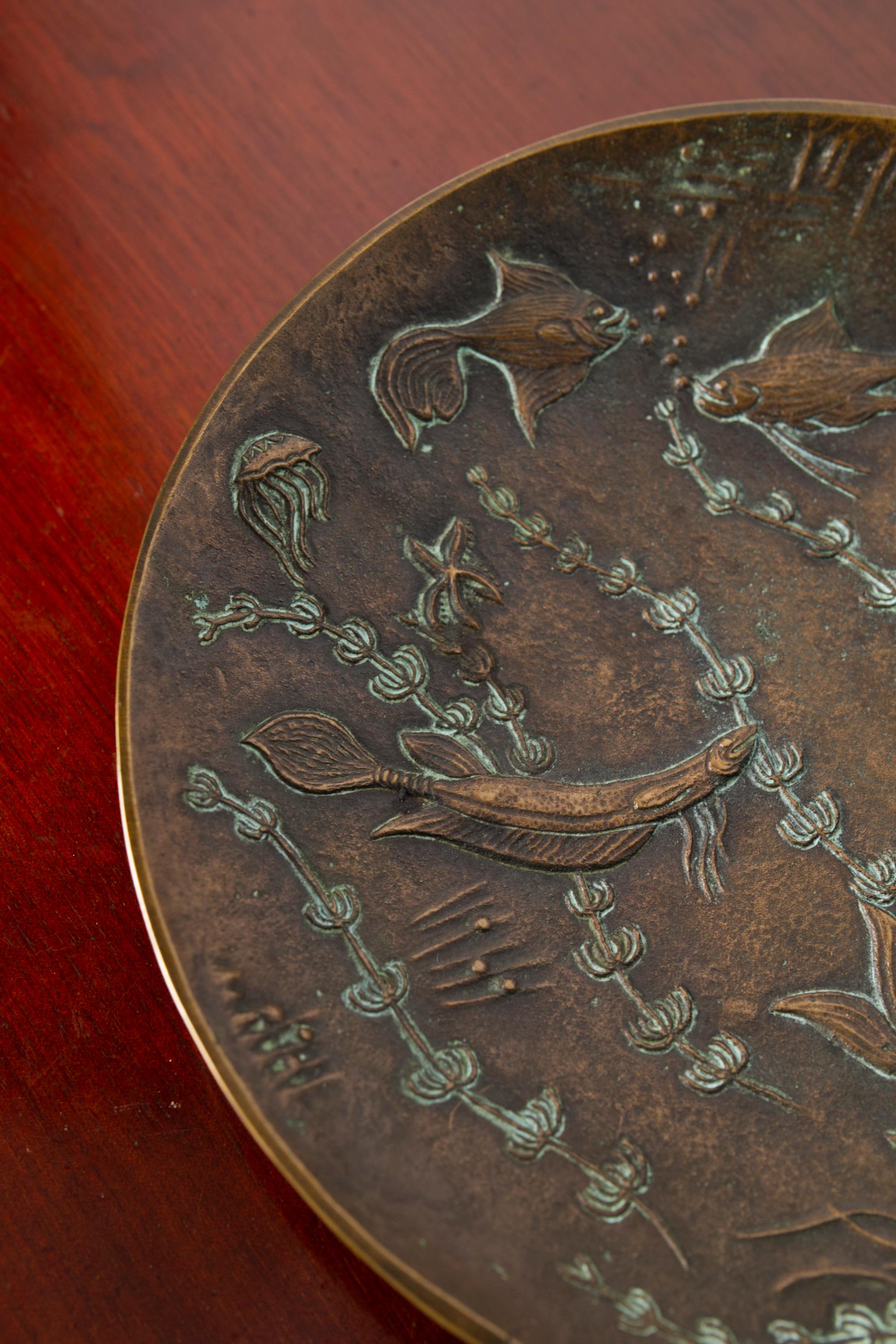 Large Art Deco Bronze Bowl by Gunnar Nylund for Akta Brons, Sweden, 1940s 1