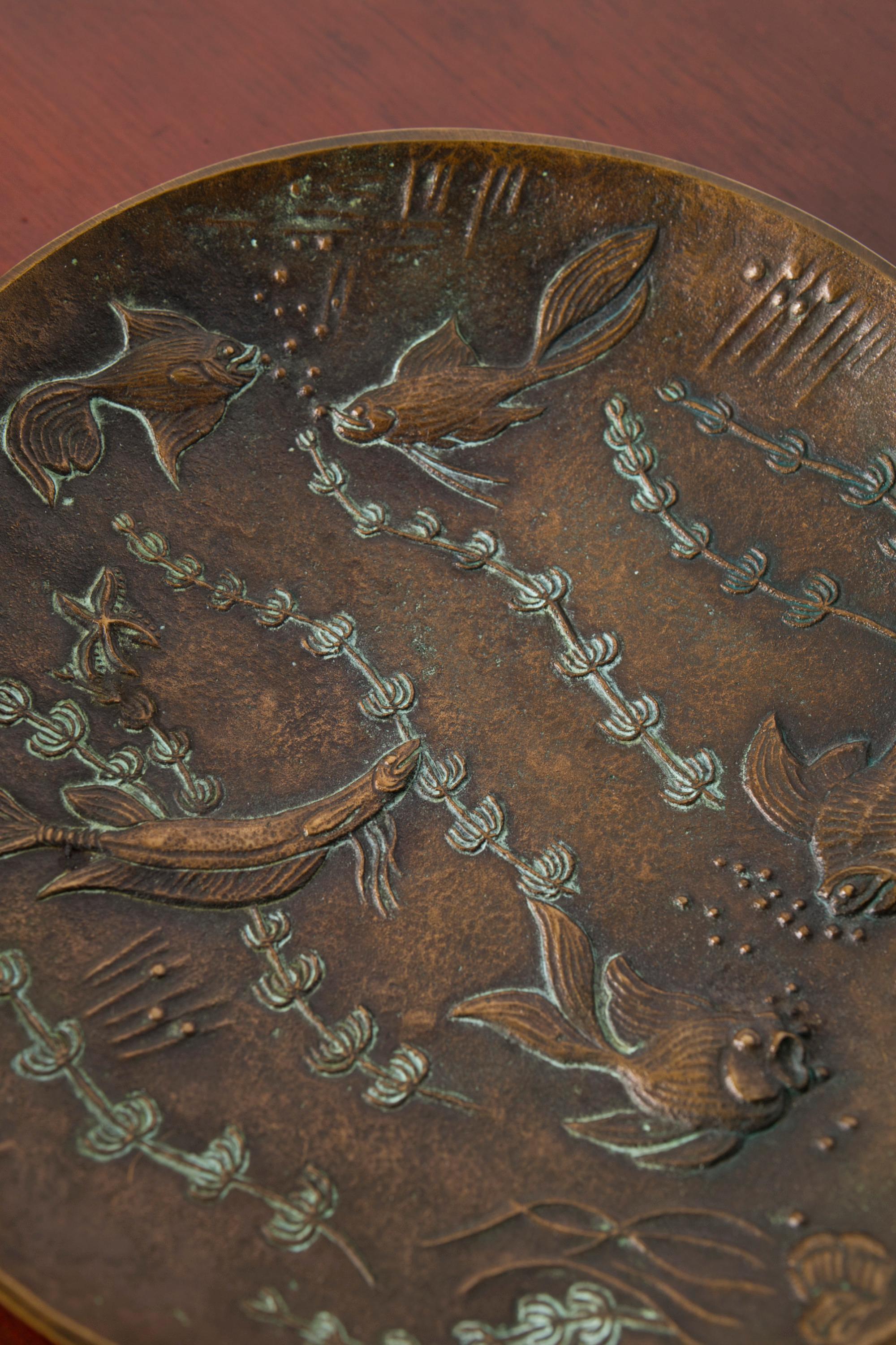 Large Art Deco Bronze Bowl by Gunnar Nylund for Akta Brons, Sweden, 1940s 2