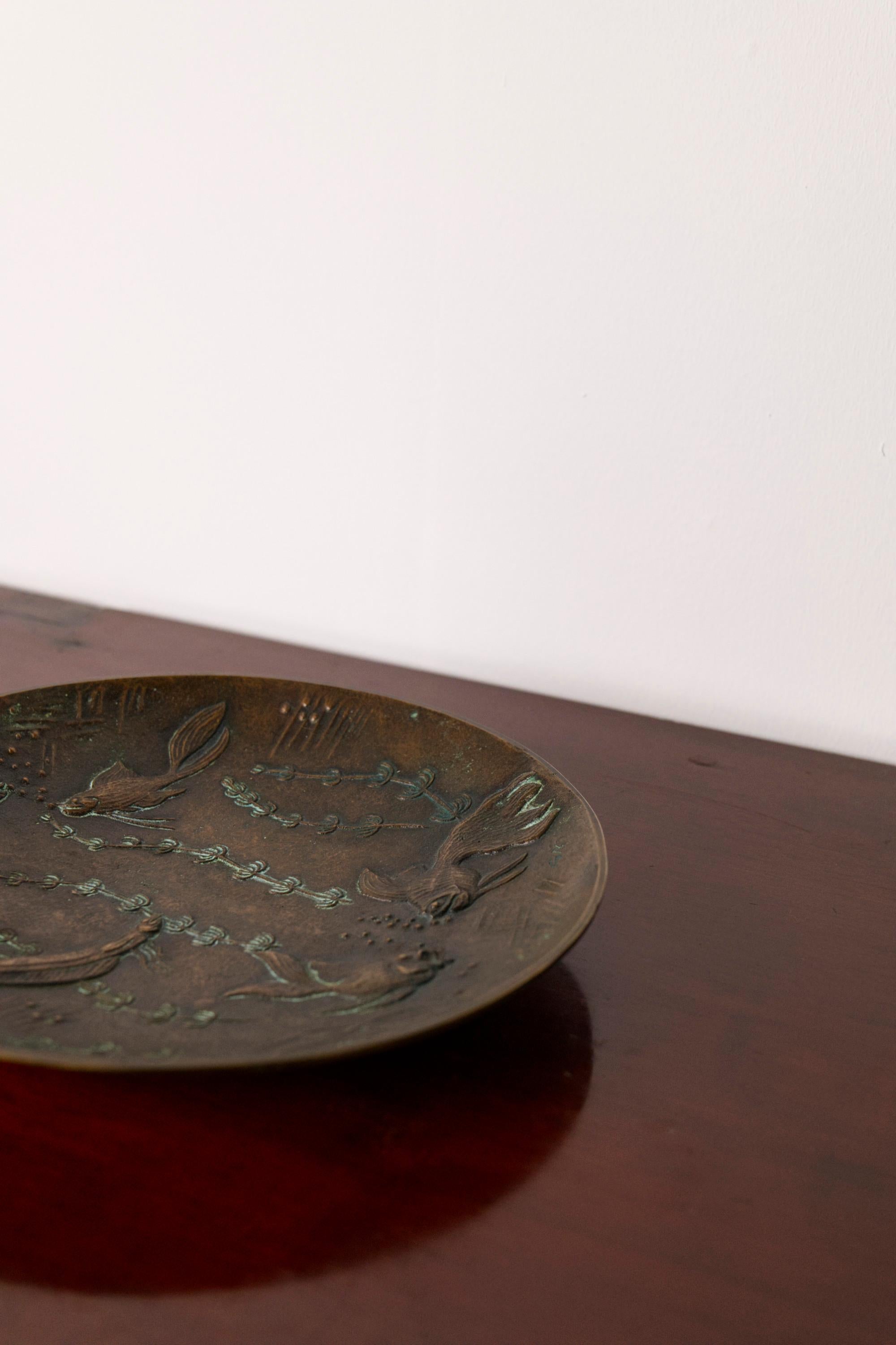 Large Art Deco Bronze Bowl by Gunnar Nylund for Akta Brons, Sweden, 1940s 3