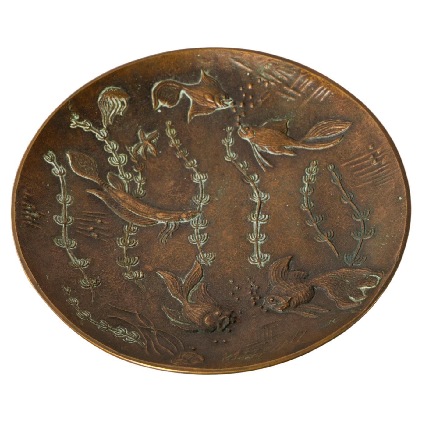 Large Art Deco Bronze Bowl by Gunnar Nylund for Akta Brons, Sweden, 1940s