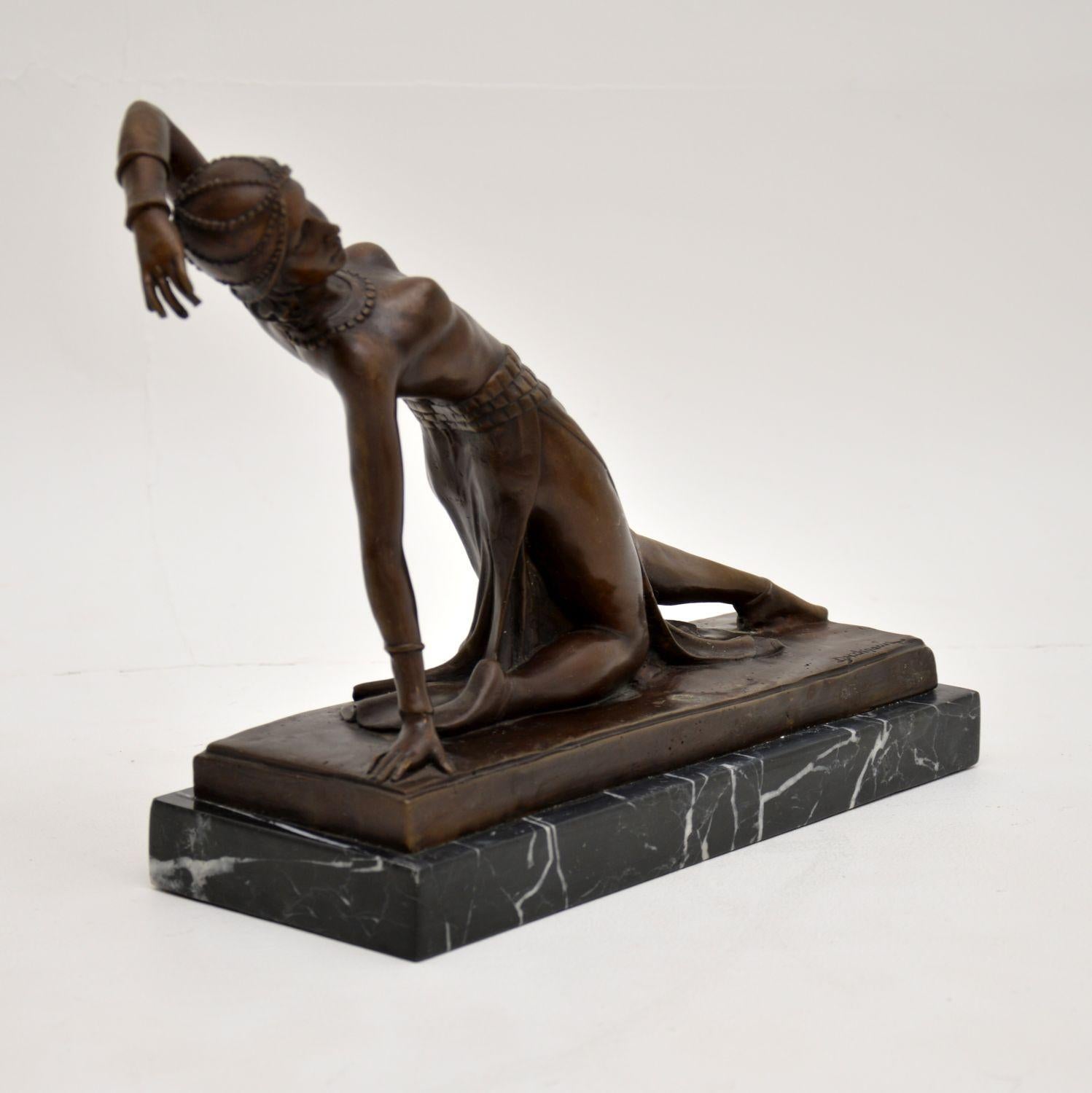 European Large Art Deco Bronze Dancing Nude Figure