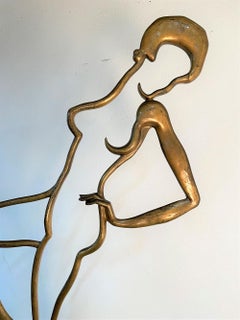 Large Art Deco Bronze Figural Sculpture on Carrara Marble Pedestal