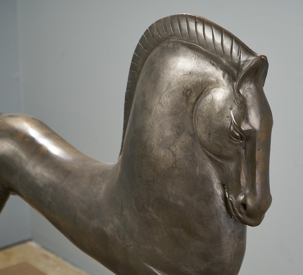 Large Art Deco Bronze Horse Sculpture Style of Boris Lovet-Lorski In Good Condition For Sale In Greensboro, NC