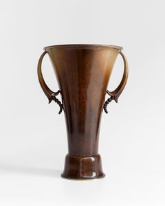 Large Art Deco Bronze Patinated Vase by Ystad-Metall, Sweden, 1930s
