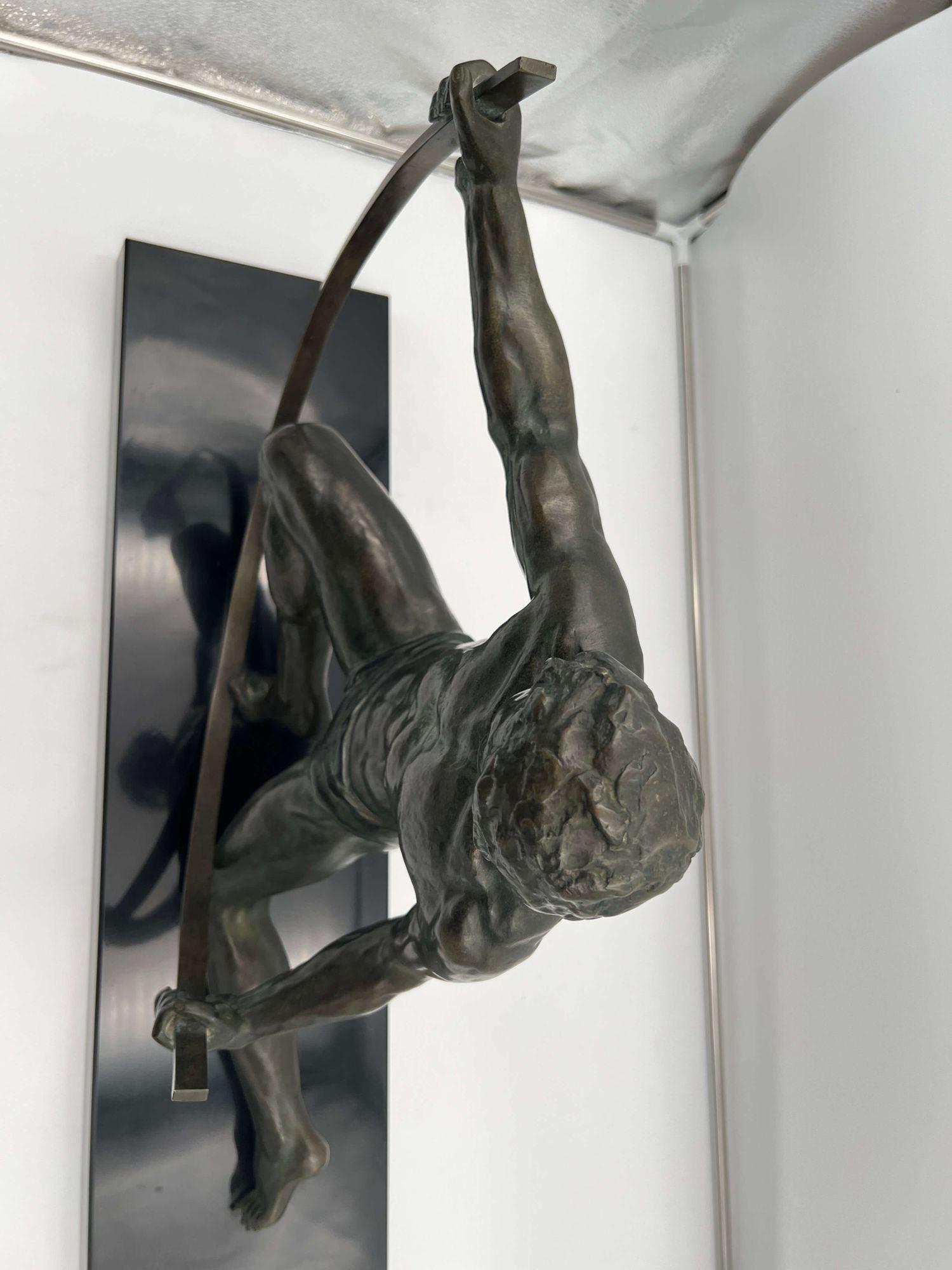 Große Art-Déco-Bronze-Skulptur „Fender“ von J. de Roncourt, Frankreich, um 1930 im Angebot 10