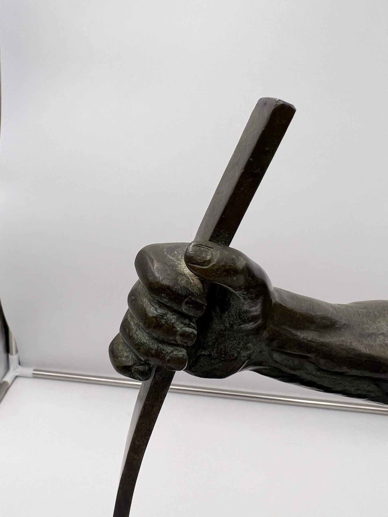 Große Art-Déco-Bronze-Skulptur „Fender“ von J. de Roncourt, Frankreich, um 1930 im Angebot 11