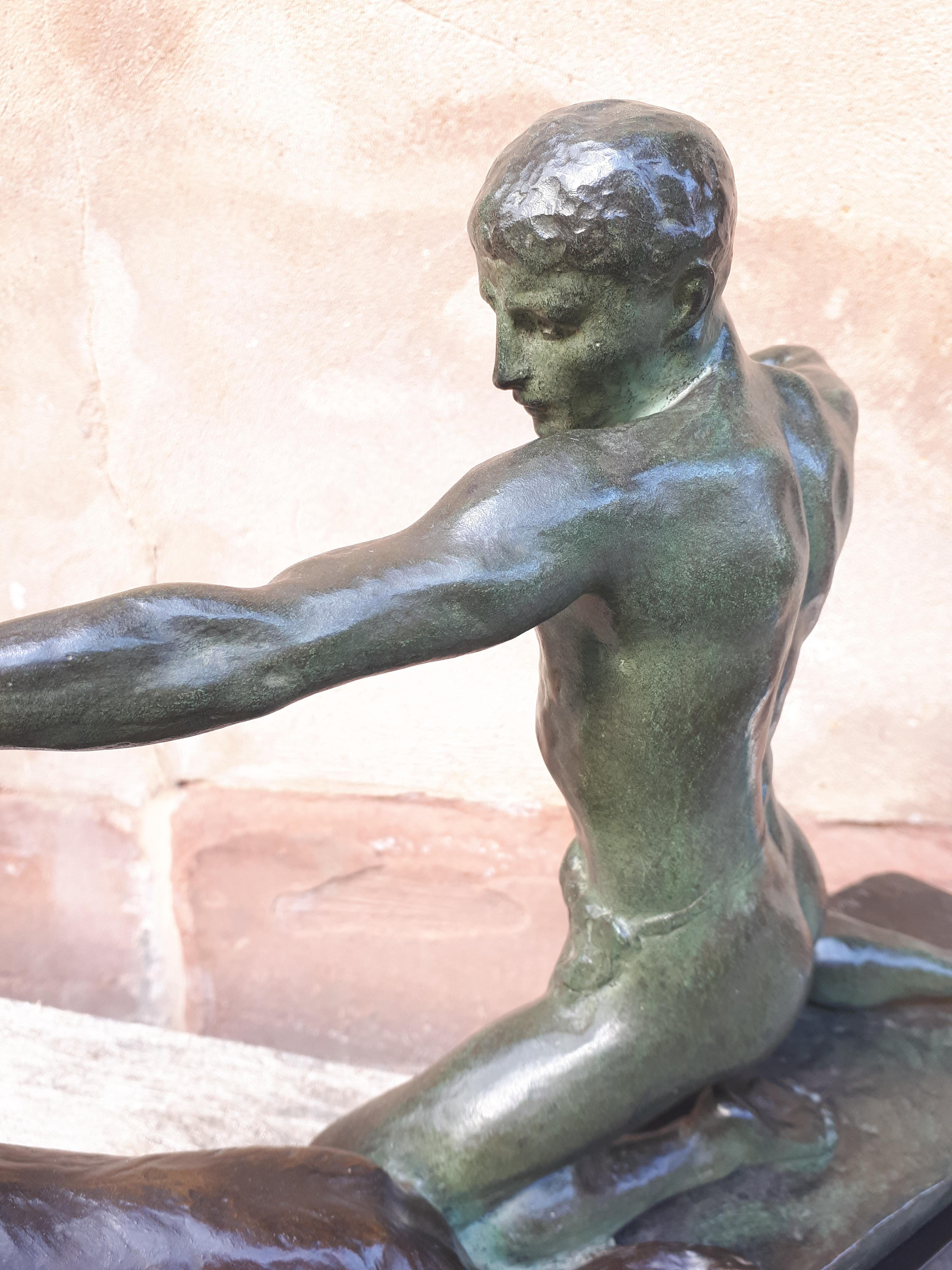 Grande sculpture en bronze Art déco, par Louis Riché en vente 5