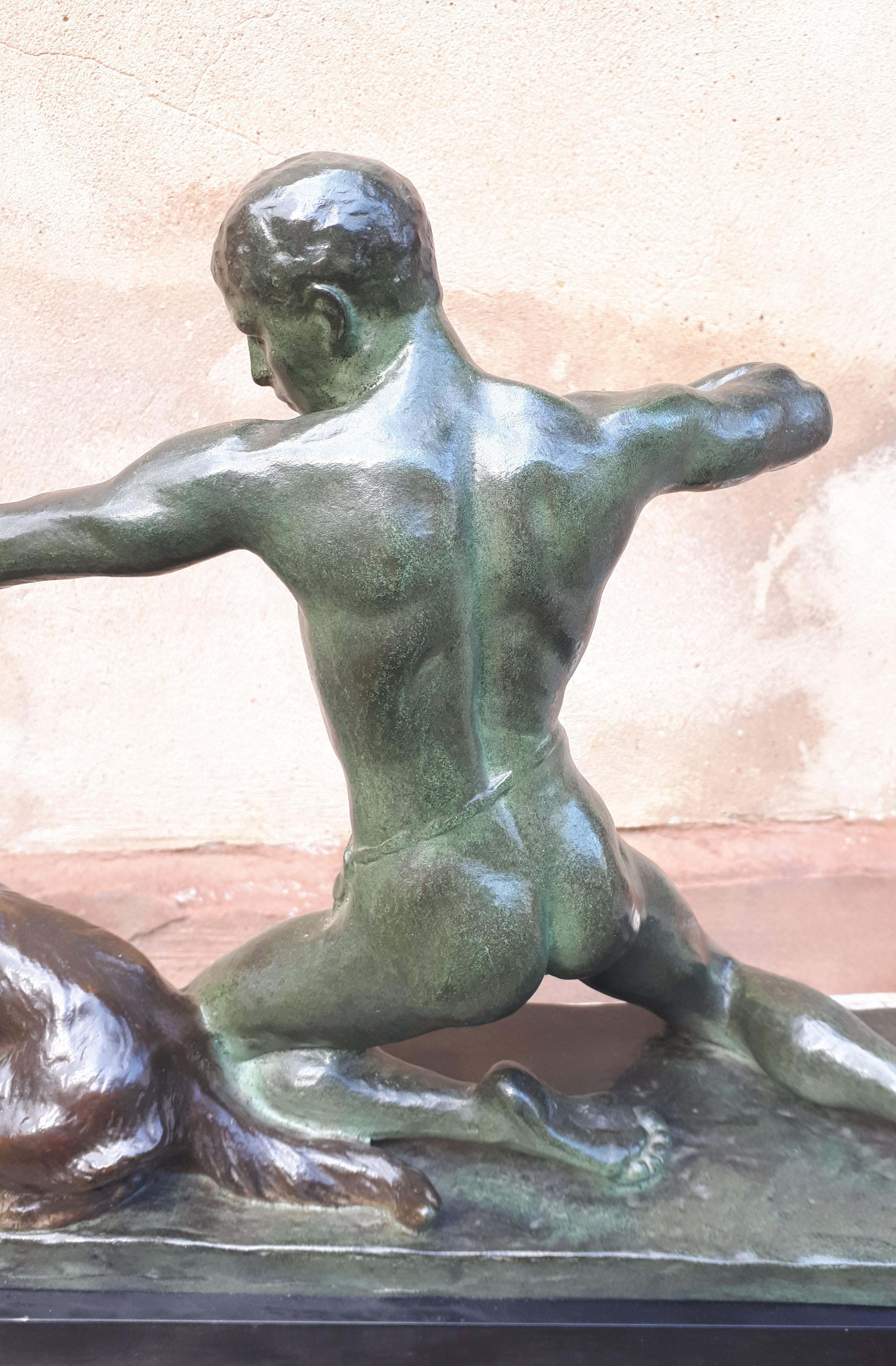 Grande sculpture en bronze Art déco, par Louis Riché en vente 8