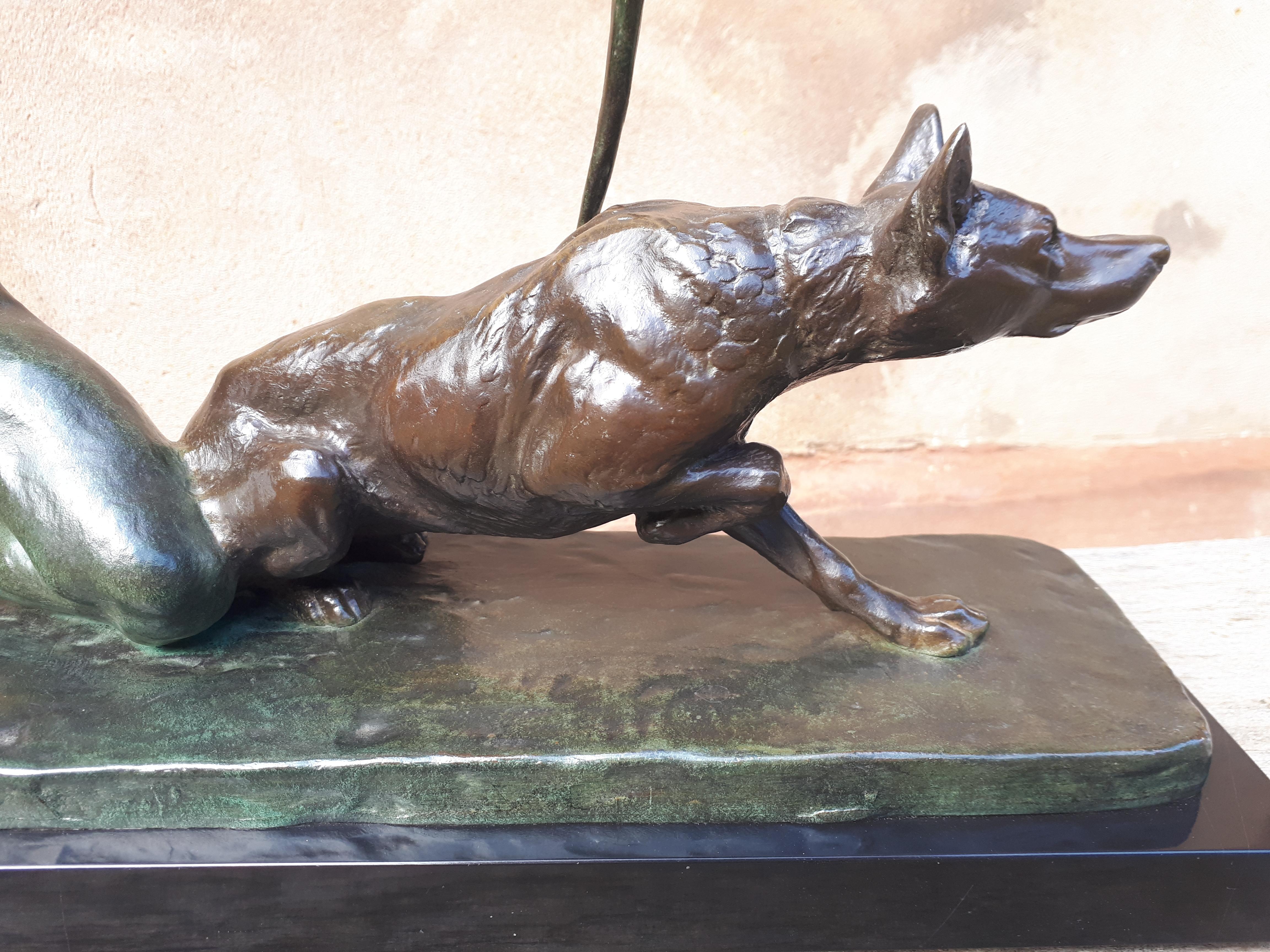 Patiné Grande sculpture en bronze Art déco, par Louis Riché en vente