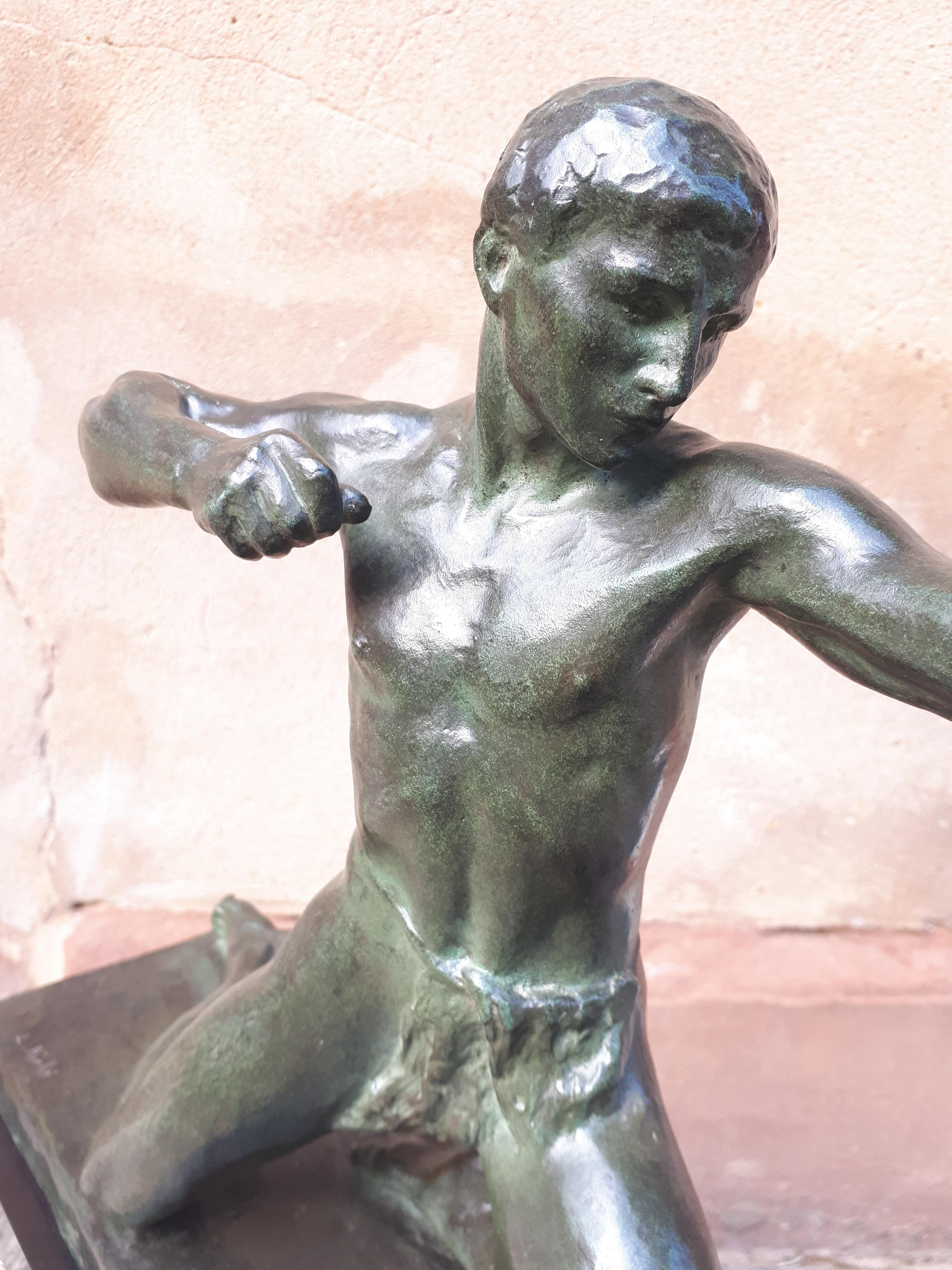 20th Century Large Art Deco Bronze Sculpture, By Louis Riché For Sale