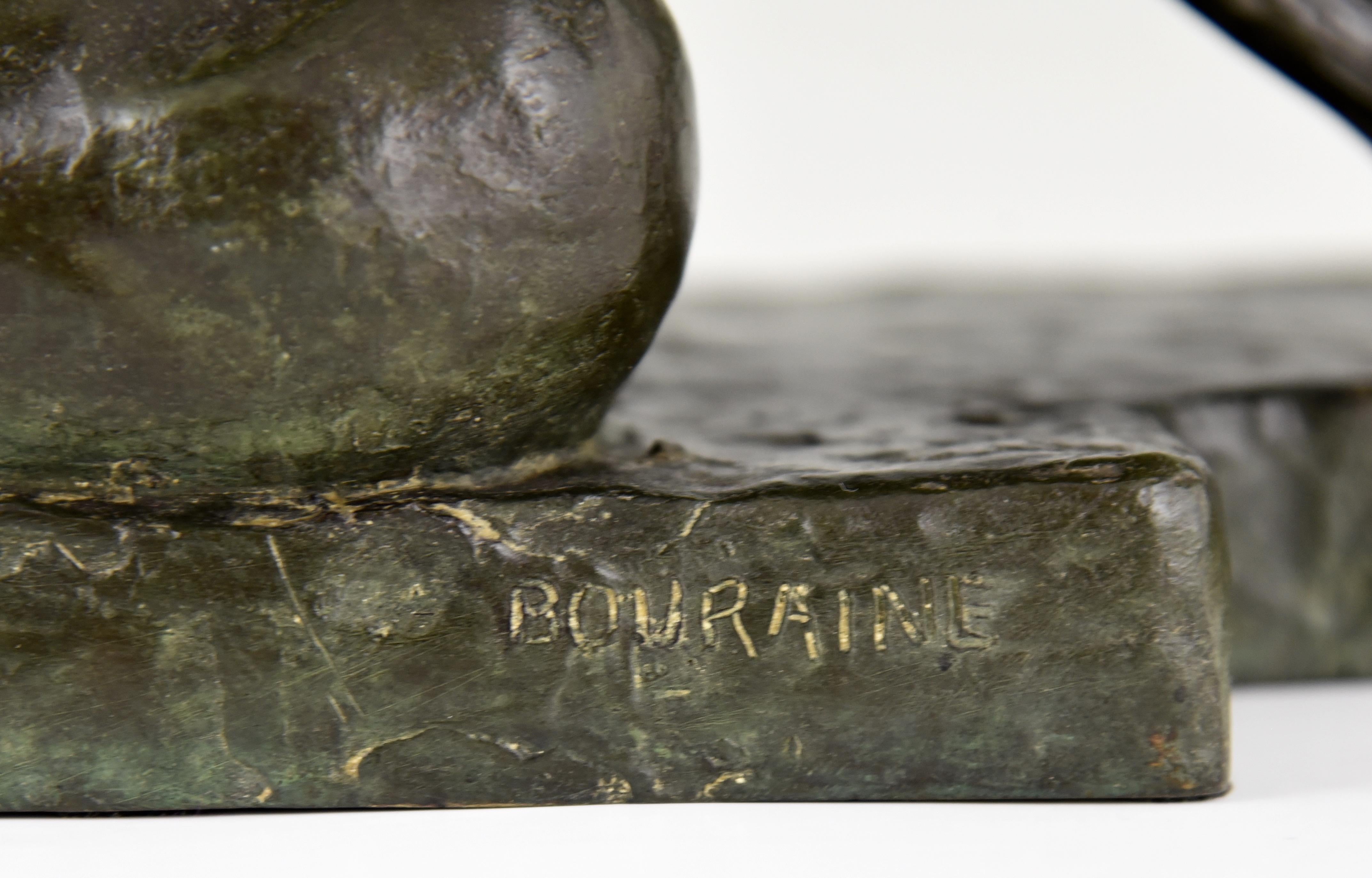 Art Deco Bronzeskulptur Akt mit Schleife Penthesilia von Bouraine:: Frankreich:: 1930 4