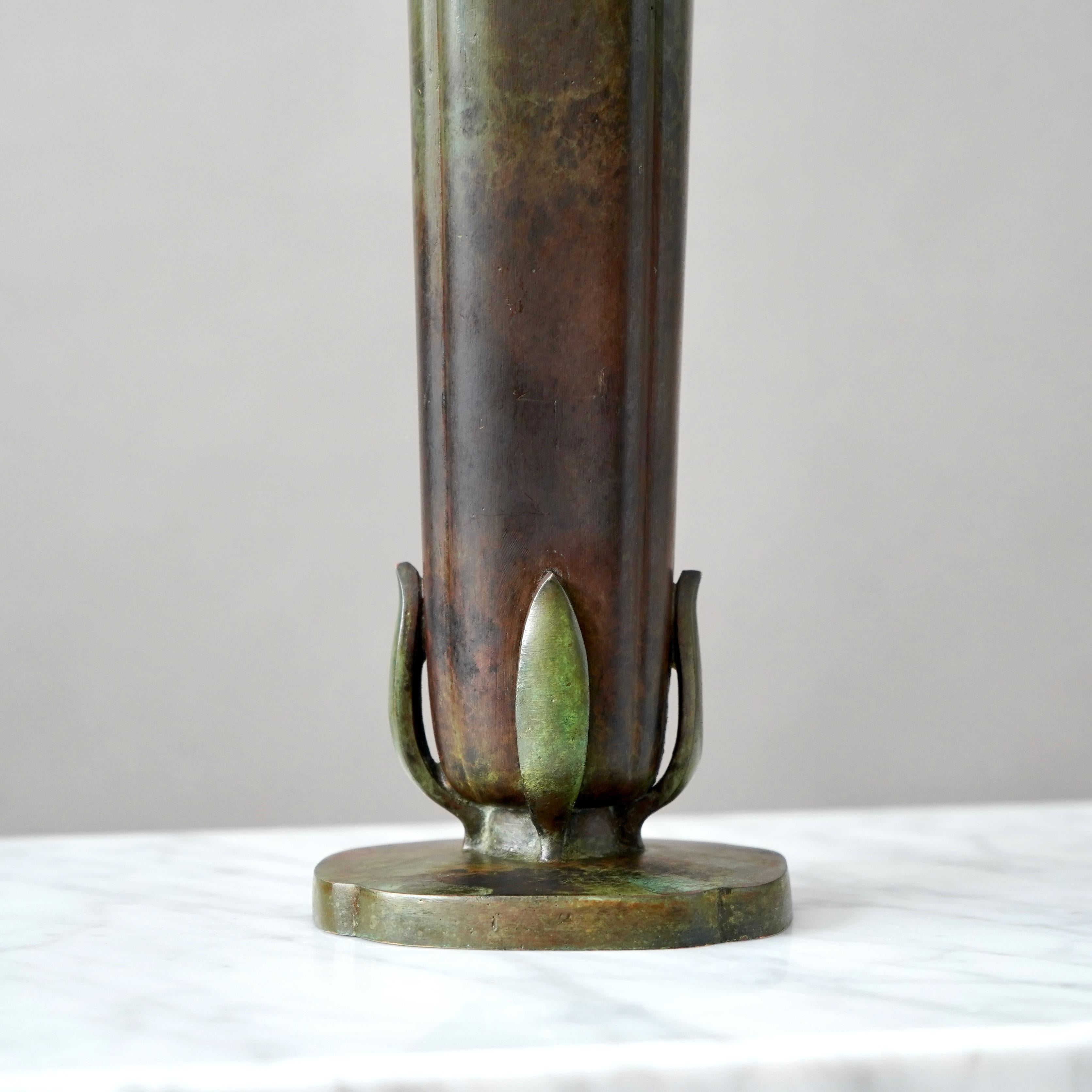 Swedish Large Art Deco Bronze Vase by GAB Guldsmedsaktiebolaget, Sweden, 1930s For Sale